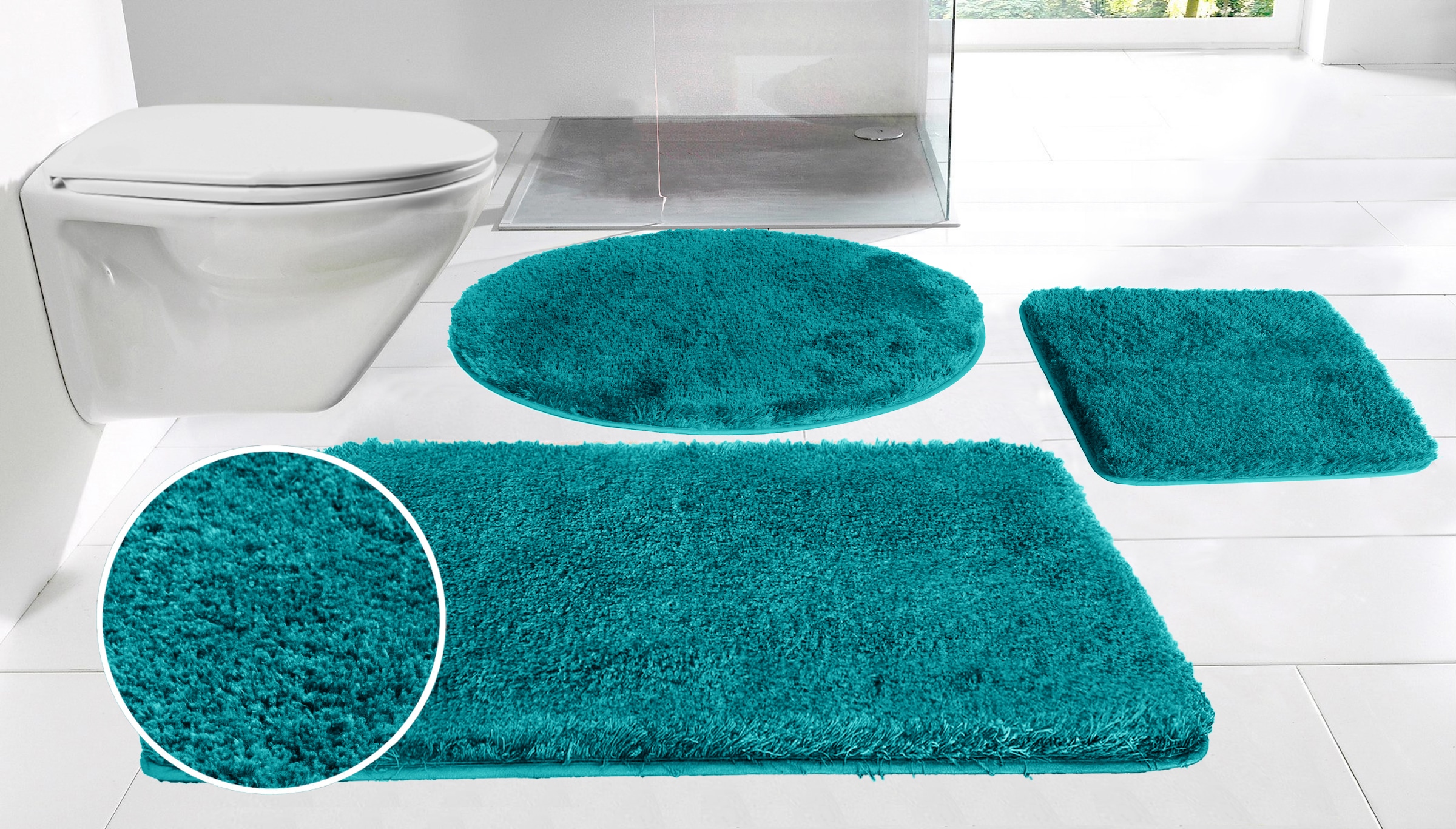 Möve Tapis de bain »Superwuschel, Badvorleger, Badezimmer Teppich« Höhe 40 mm Mikrofaser-Badematte, Badteppich, rechteckig, rund & als 3-tlg. Set