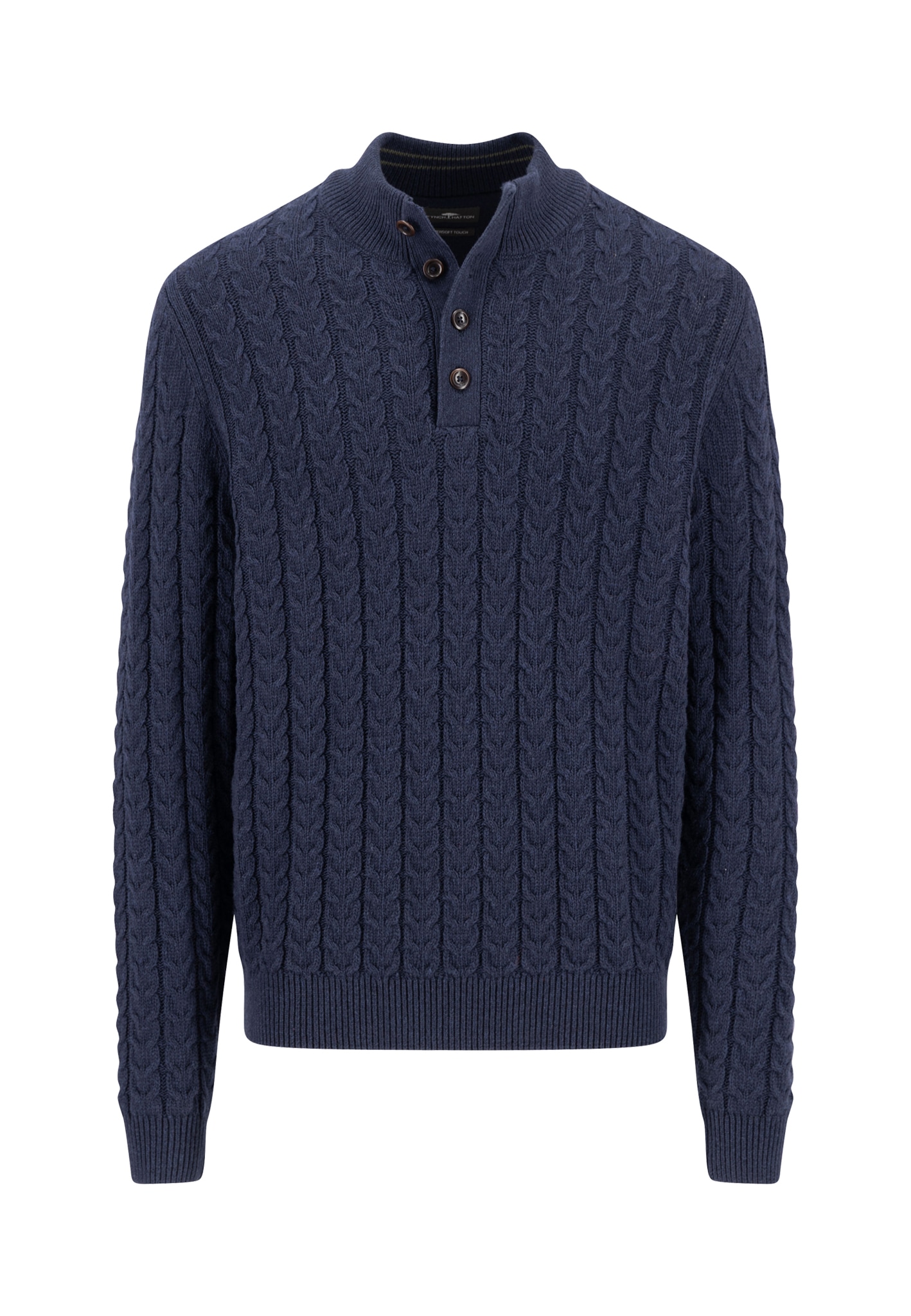 Image of FYNCH-HATTON Troyer Strickpullover mit Zopfmuster und Knopfleiste, Woll-Anteil