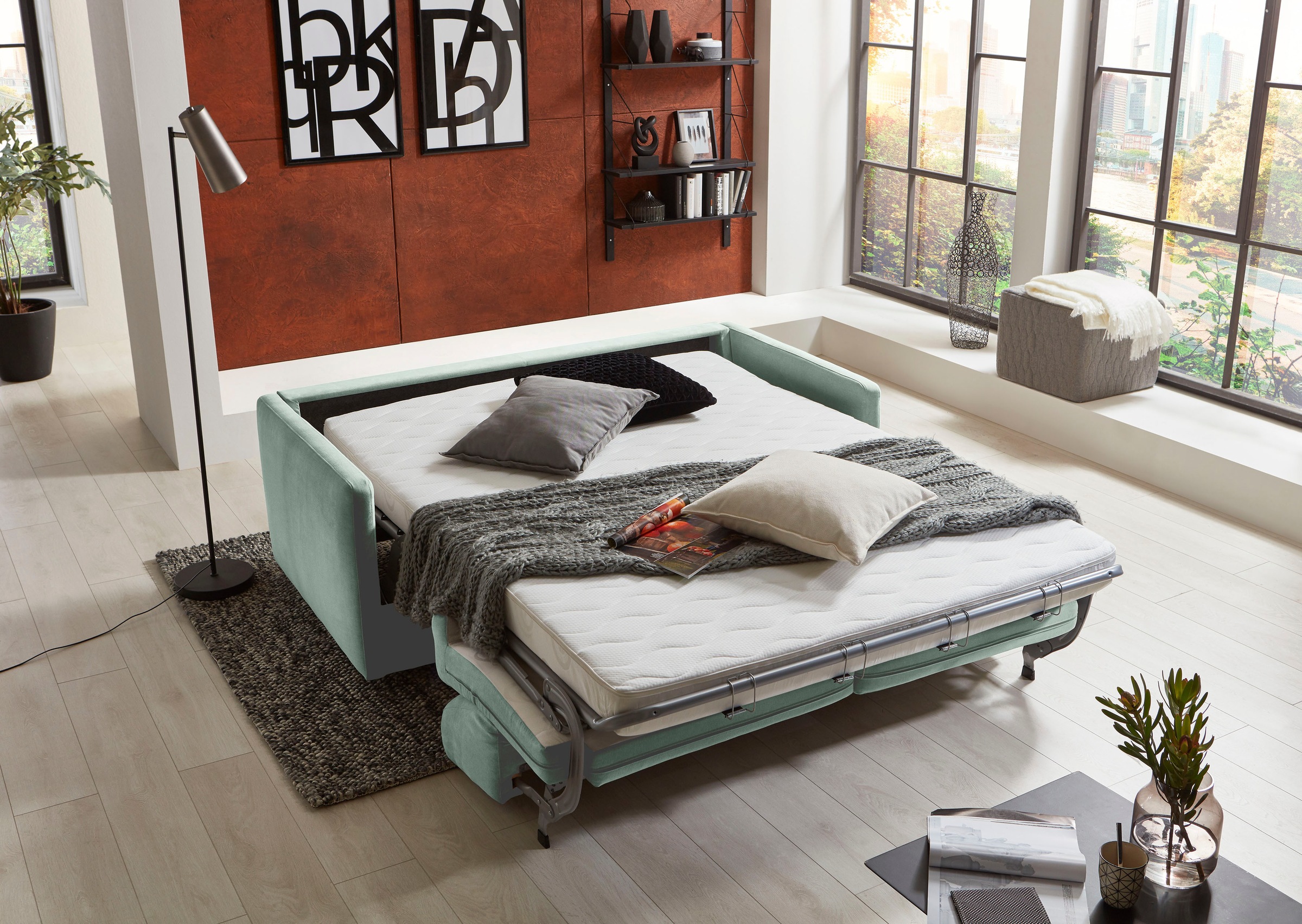 ATLANTIC home collection Schlafsofa "Limone, Dauerschläfer,B: 178cm, Liegefläche: 140 x 200cm,inkl Matratze" für Dauerschläfer geeignet inklusive hochwertige Matratze