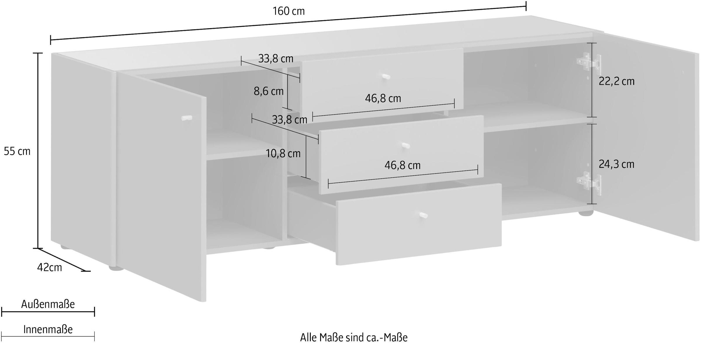 GERMANIA Sideboard »Monteo«, Breite 160 cm