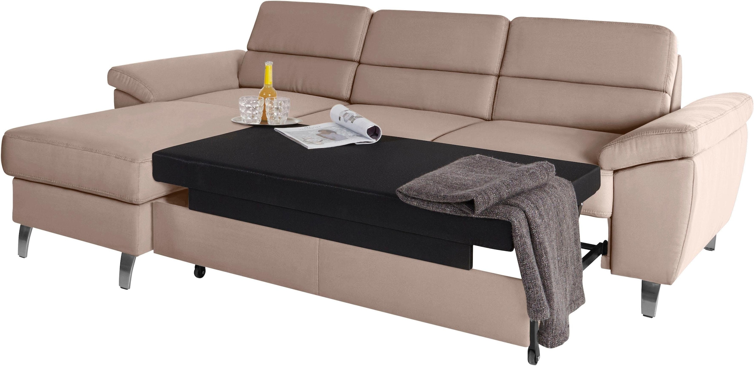 sit&more Ecksofa »Sorano L-Form«, wahlweise mit Bettfunktion und Bettkasten