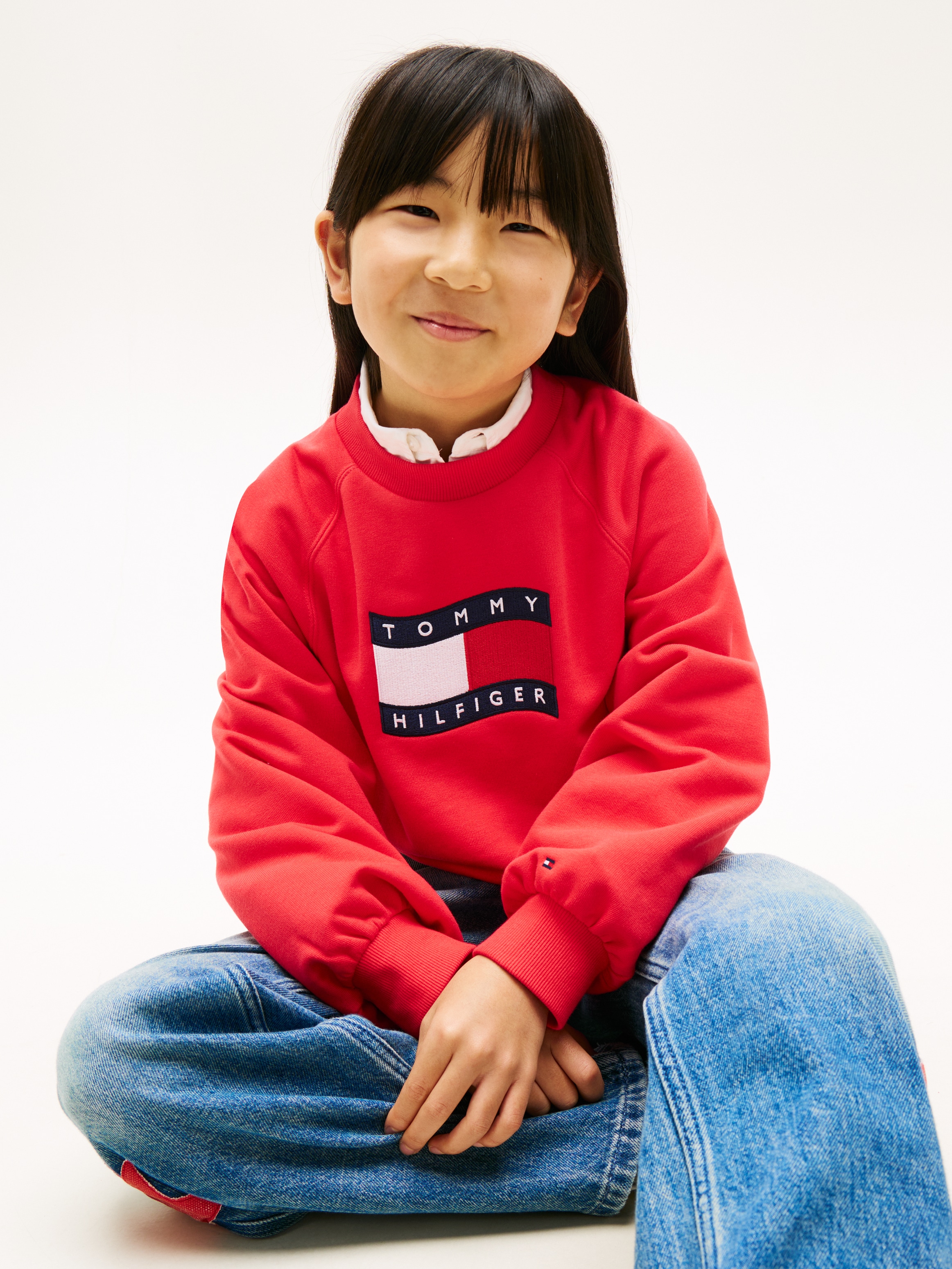 Tommy Hilfiger Sweat-shirt »TOMMY WAVE FLAG CREWNECK«, Kinder bis 16 Jahre, verdeckter Saum, relaxed fit

