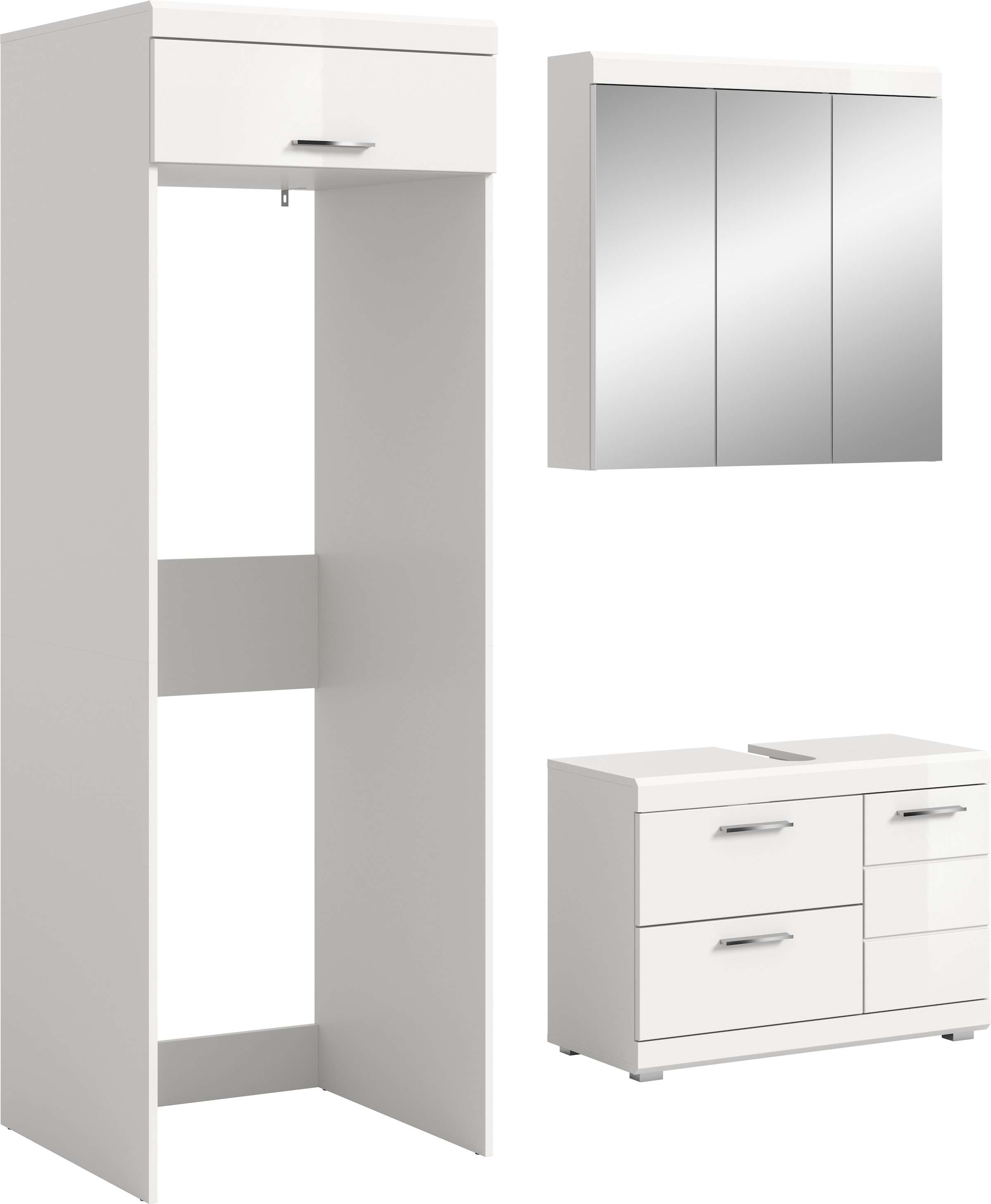 Image of welltime Badmöbel-Set "SIENA, 3-tlg., WBU, Spiegelschrank & Waschmaschinenschrank, MDF-Front"