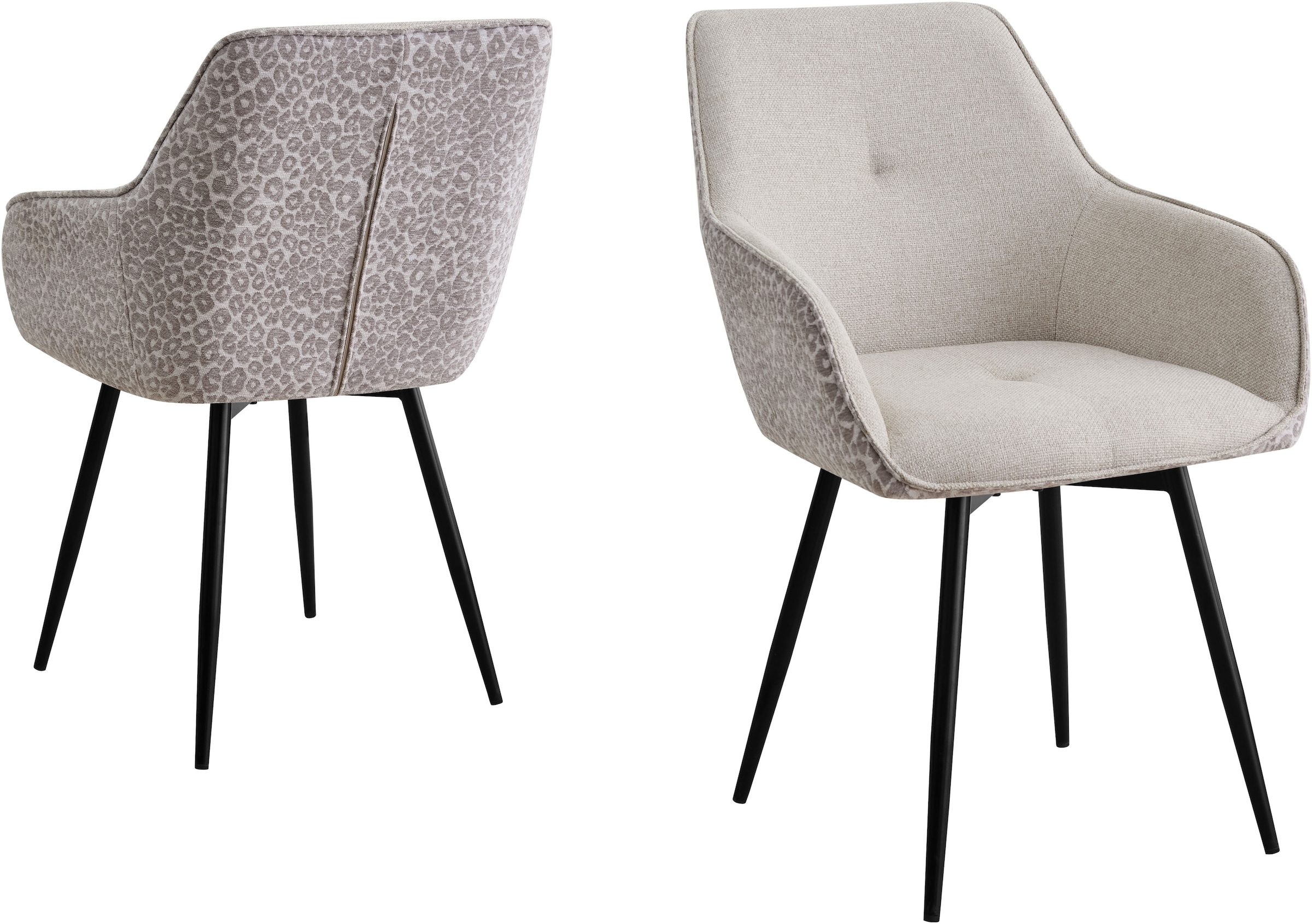 GOODproduct Chaise de salle à manger »Lincoln, 2er-Set, 360° Drehfunktion« (Ensemble) 2 cuismoderner Stuhl mit Leopardenlook, Webstoff und 360°-Drehfunktion