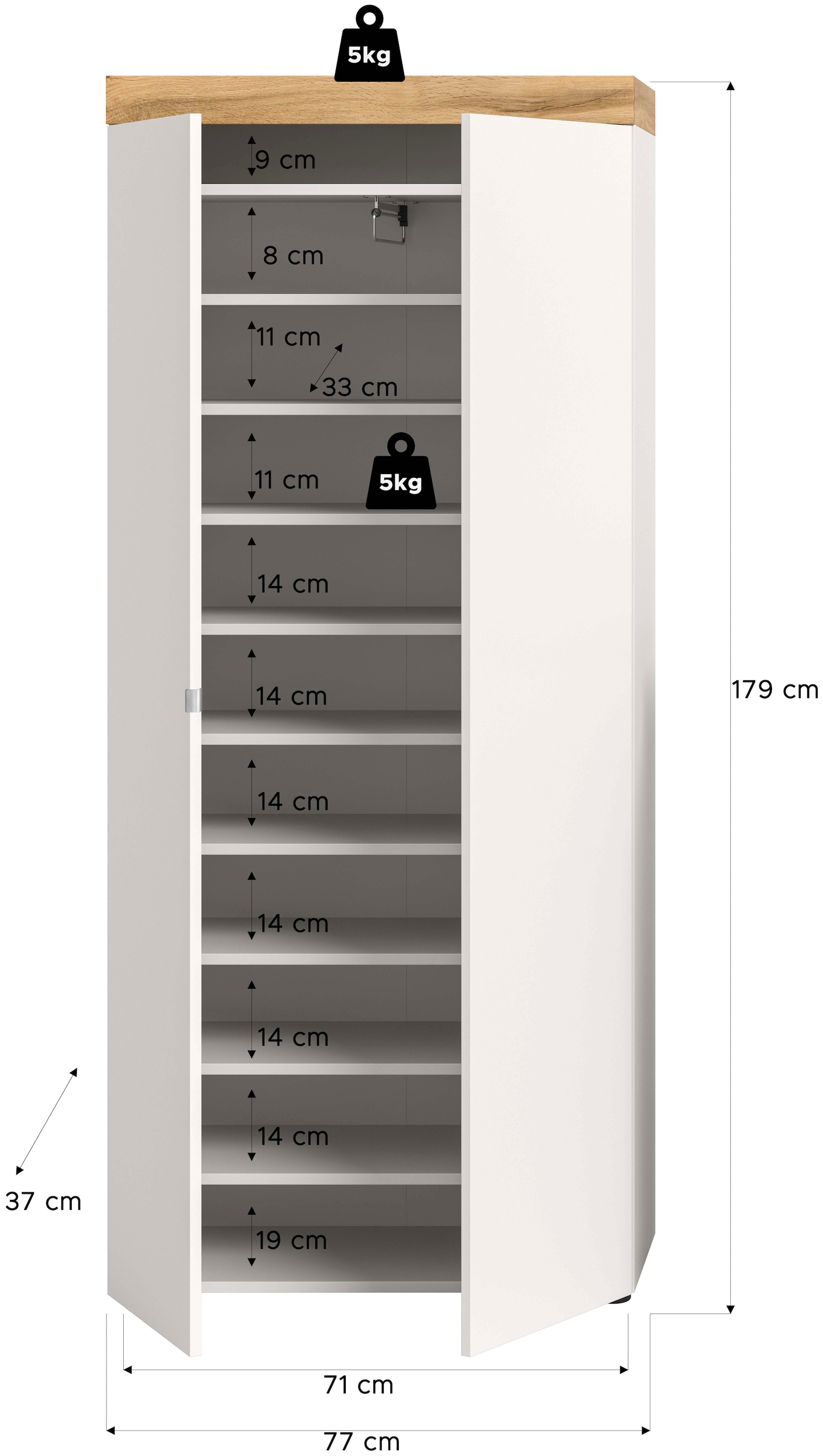 GOODproduct Schuhschrank »MAMBO II, Höhe 179 cm, 2 Türen, 9 Einlegeböden« 1 Stk. tlg. Schuhschrank, Schuhkommode, Flur, Diele
