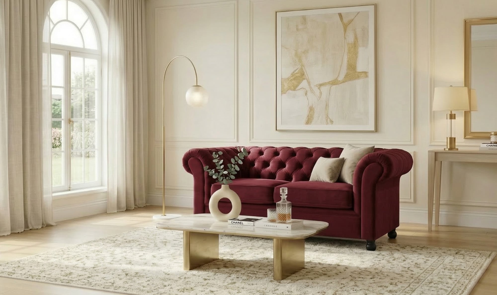 Image of Home affaire 2-Sitzer "BRONNOY Chesterfield Sofa mit aufwendiger Knopfheftung, Breite 152 cm" Sofa mit geschwungenen Armlehnen, Chesterfield-Optik, Glamour