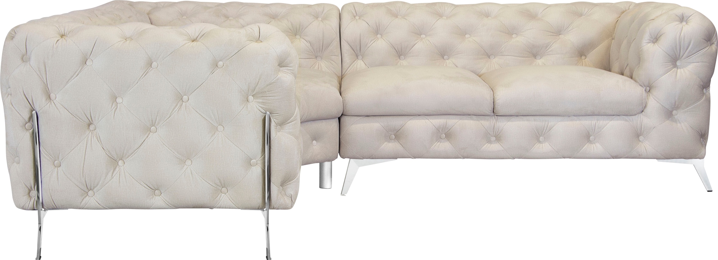 Leonique Chesterfield-Sofa »Amaury L-Form«, Chesterfield-Optik, Breite/Tiefe je 262 cm, Fussfarbe wählbar