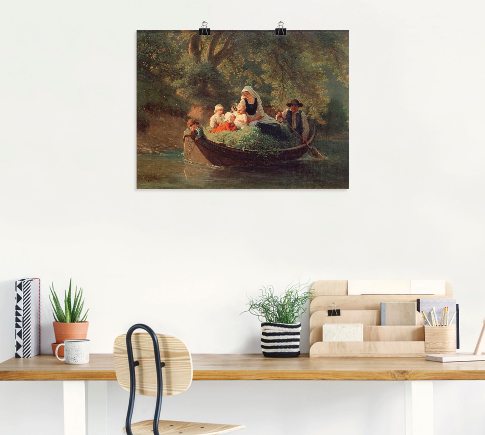 Artland Wandbild »Bauernfamilie in einem Boot«, Gruppen & Familien, (1 St.), als Leinwandbild, Poster in verschied. Grössen