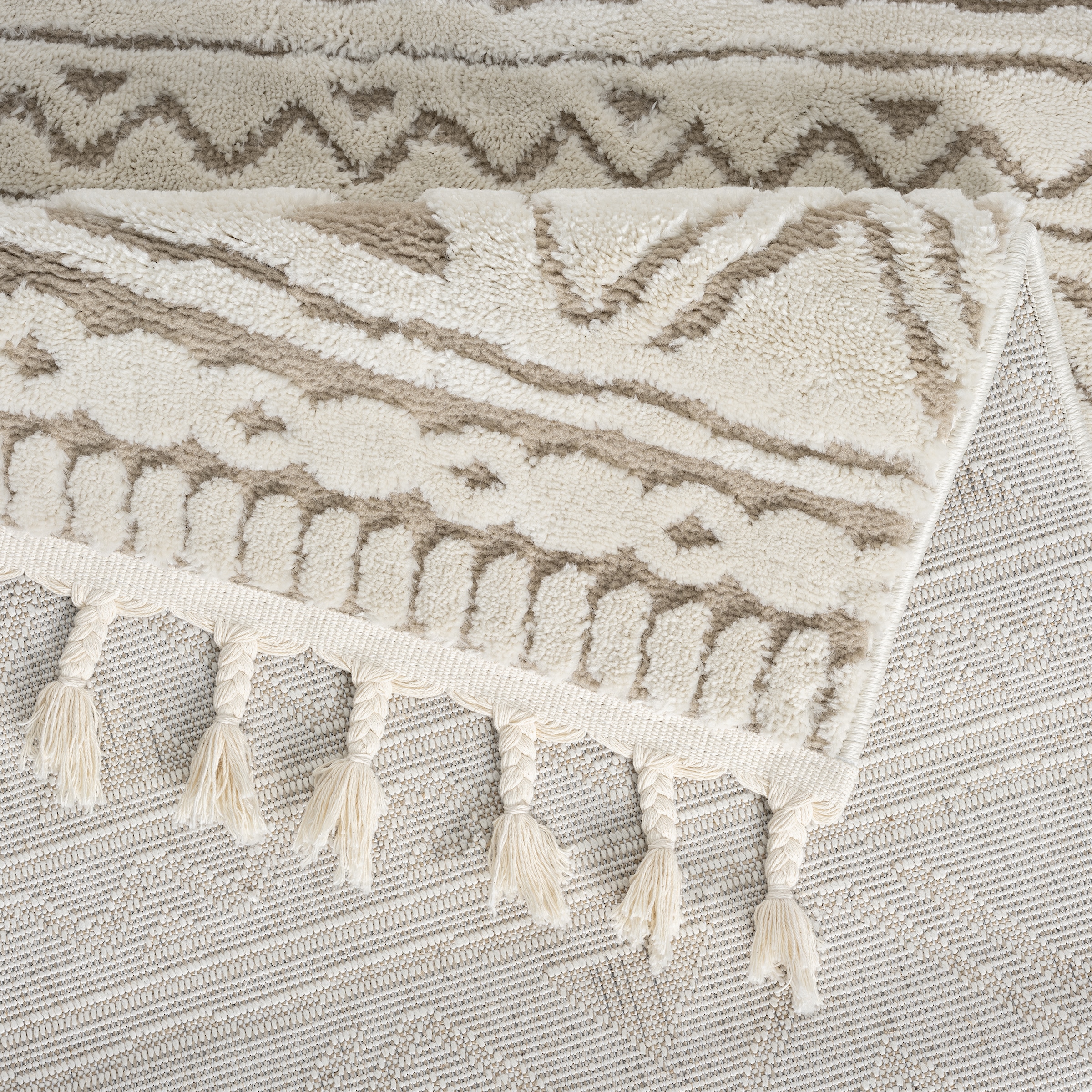 my home Läufer »Bonvo 80x300 cm« rechteckig 19 mm Höhe mit Fransen, Hoch-Tief-Struktur, Wohnzimmer, Schlafzimmer