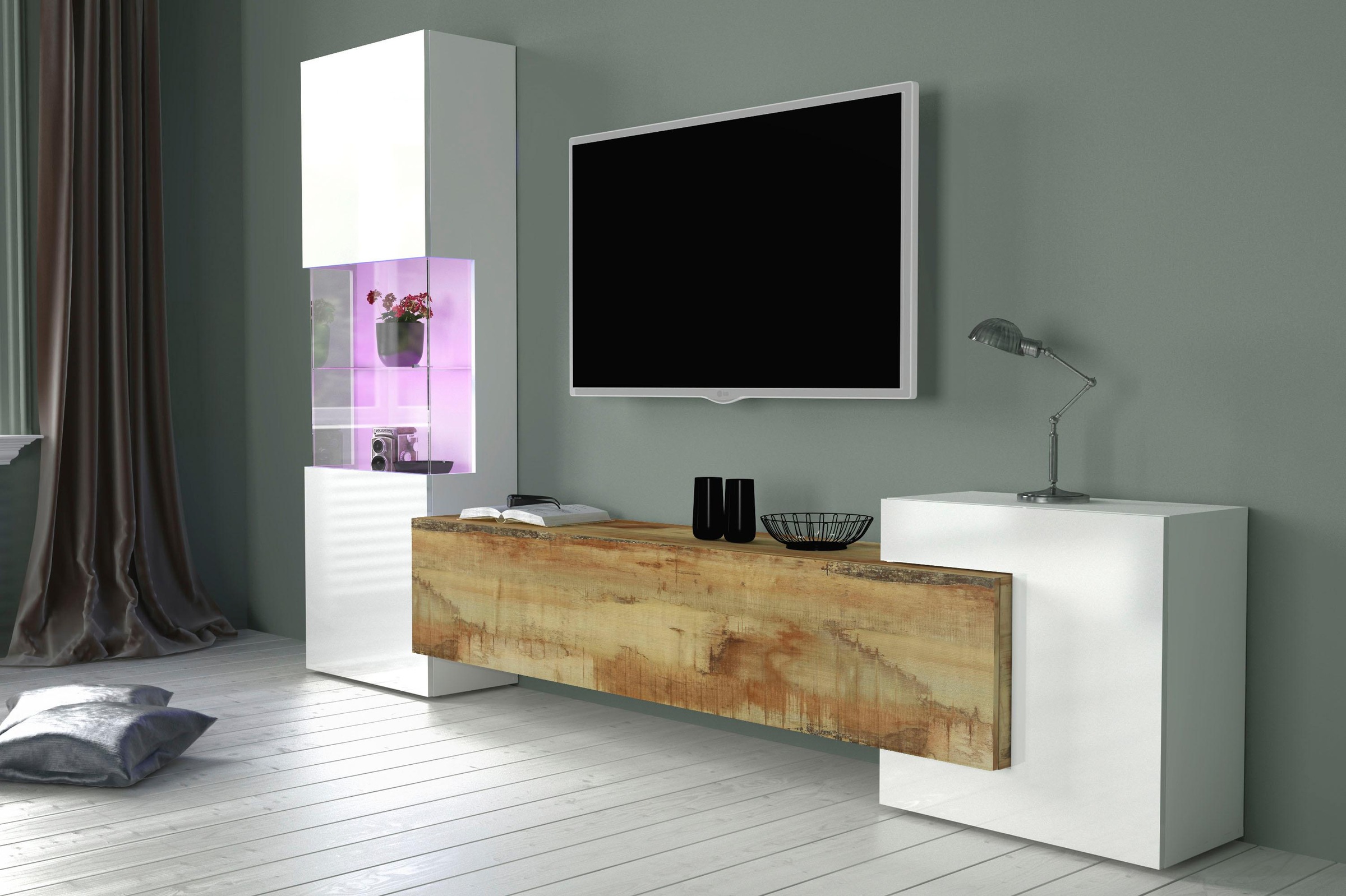 Image of Tecnos Wohnwand »New Incontro«, (Set, 3 St.), Korpus/ Front in weiss Hochglanz bei Ackermann Versand Schweiz