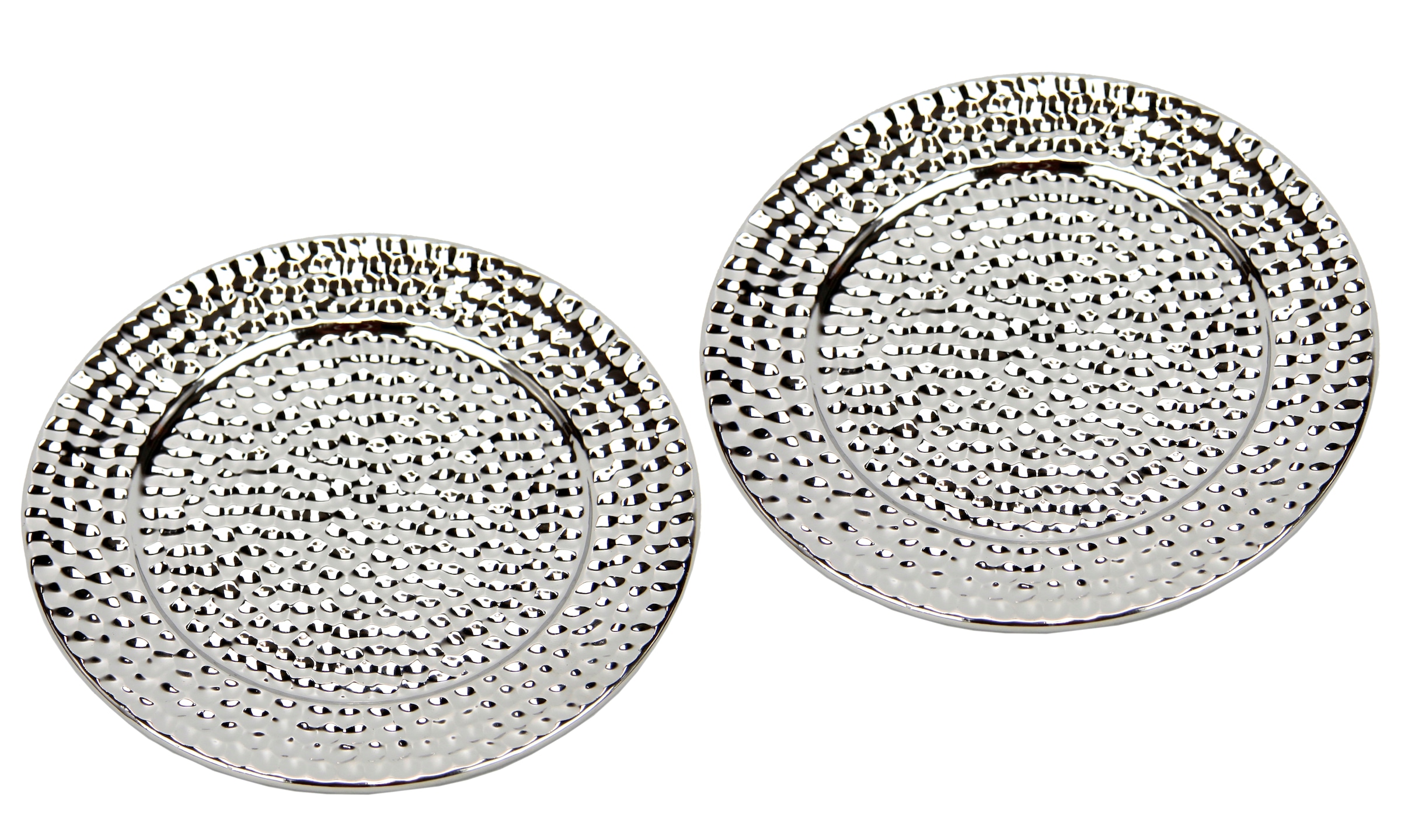 Image of I.GE.A. Dekotablett "Keramik-Schale rund" 2er Set Dekoschale silber Tablett Weihnachtsdeko Deko Advents-Tablett