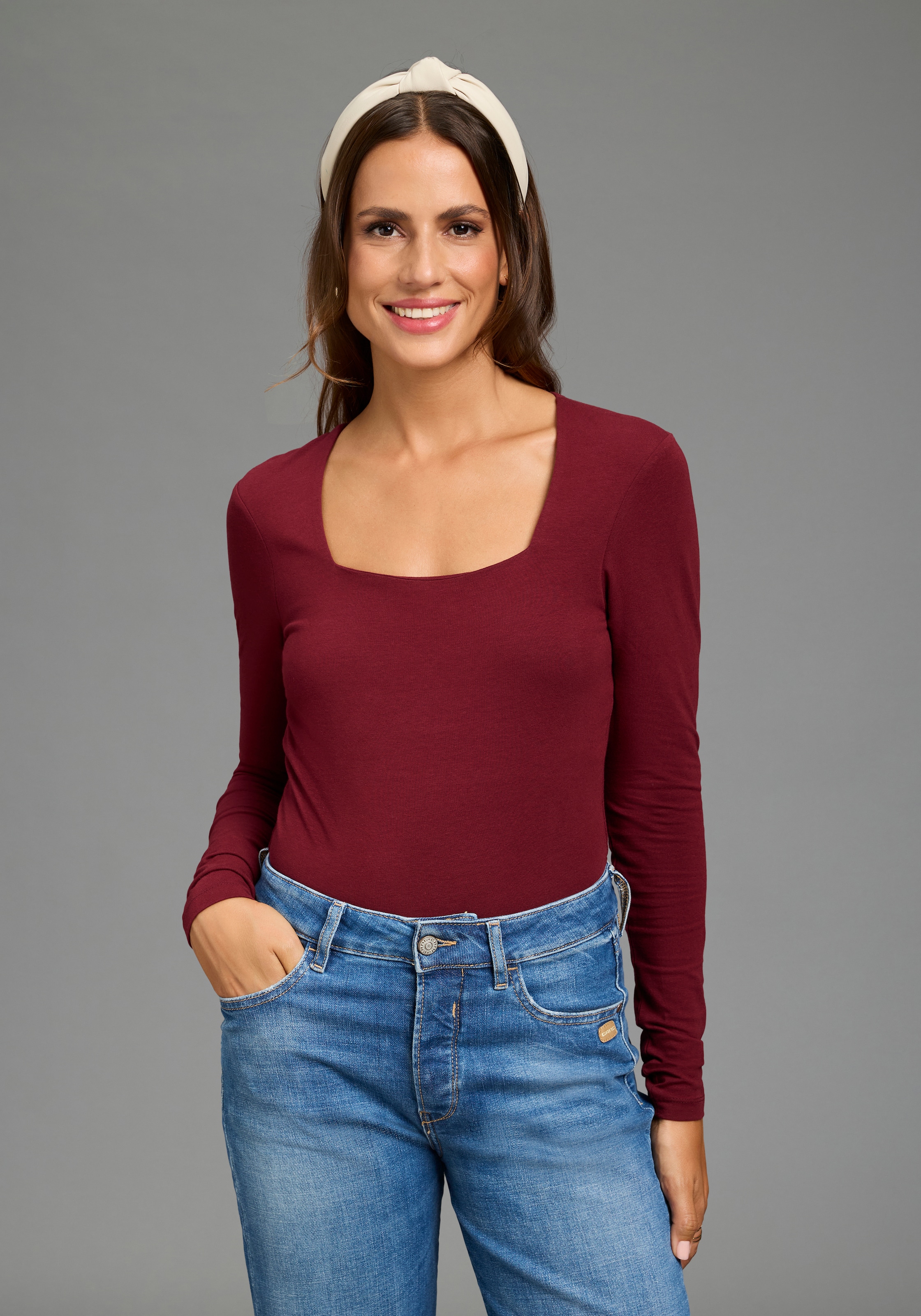 Laura Scott Body à manches longues Paquet, pack de 2,  avec encolure carrée, très ajusté
