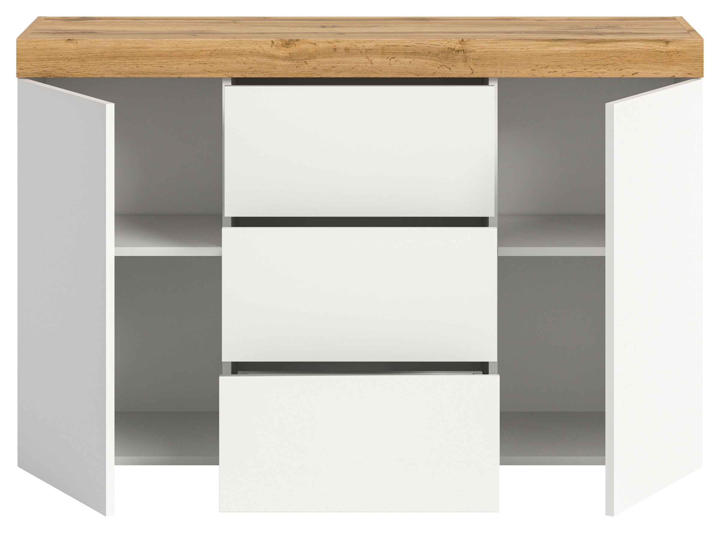 GOODproduct Buffet »MAMBO, Breite 125cm, 2 Türen, 3 Schubkästen, push-2-open« 2 farbige Ausführung, in verschiedenen Farben erhältlich, 1 cuis tlg. Sideboard, Kommode, Wohnzimmer, Flur, Arbeitszimmer