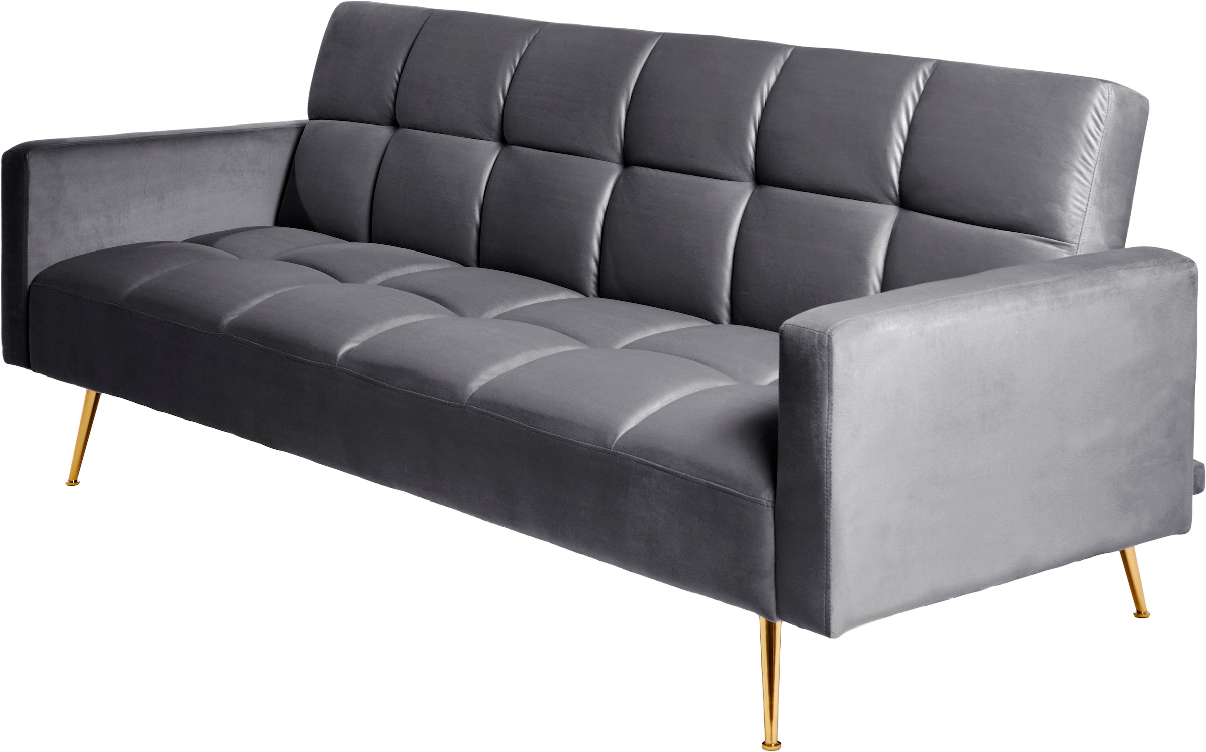 Image of Jahnke Schlafsofa "CHILLAX POSH" mit Schlaffunktion, edler Samtstoff & Füsse im Gold-Look, Breite 213 cm