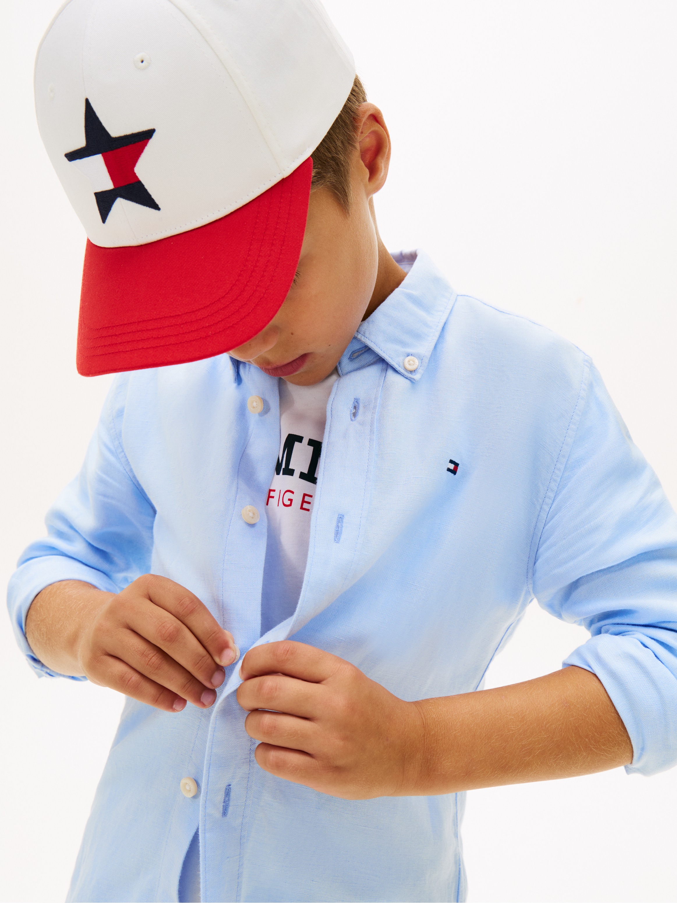 Tommy Hilfiger Chemise à manches longues »LINEN BLEND RELAXED SHIRT LS« mit Brusttasche, Logostickerei