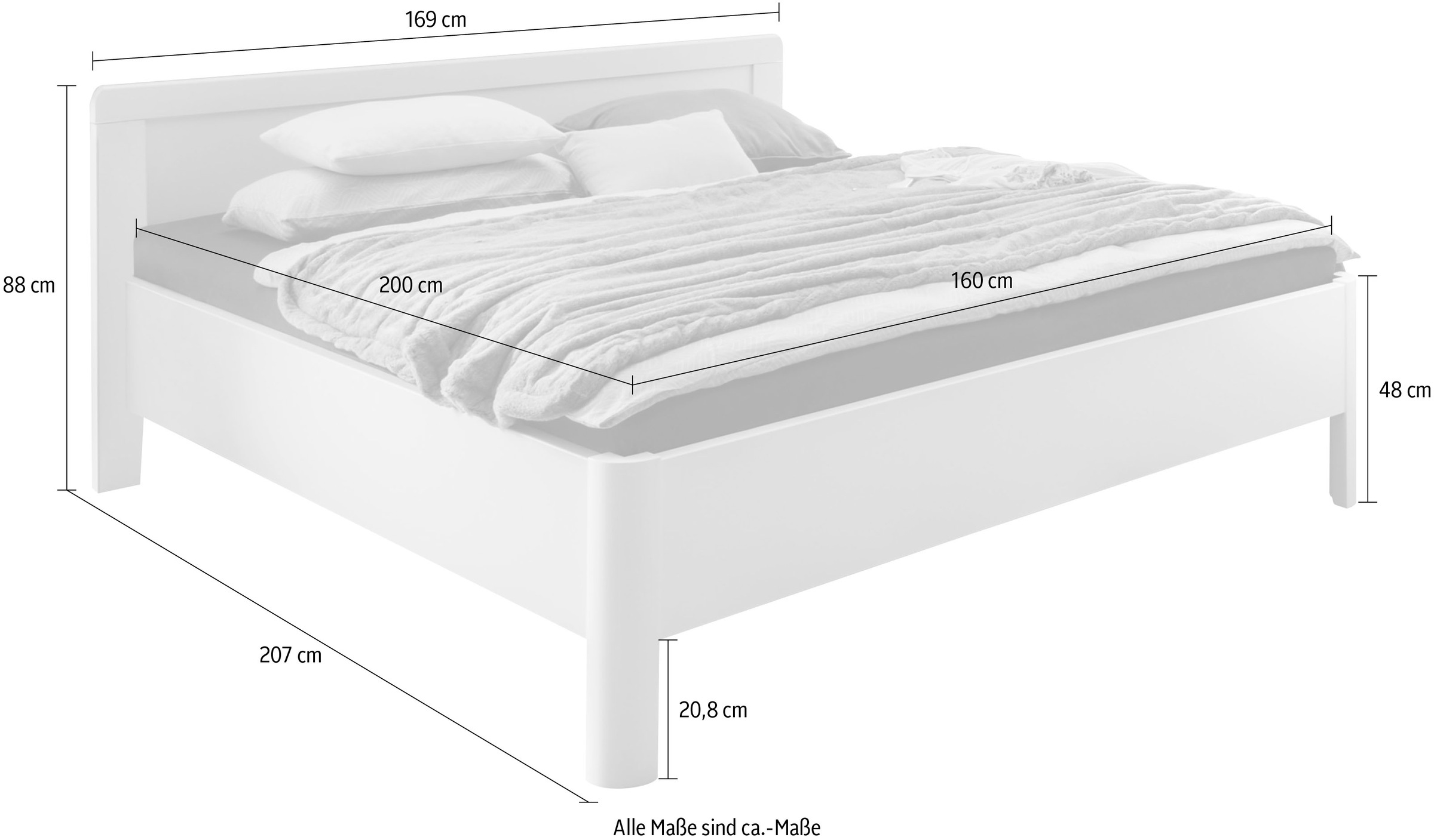 WIEMANN Holzbett »Bern, Bettgestell, Bettrahmen, für Schlafzimmer«, (4-fache Liegehöhenverstellung, MADE IN GERMANY), verschiedene Grössen und Farben, in Komforthöhe