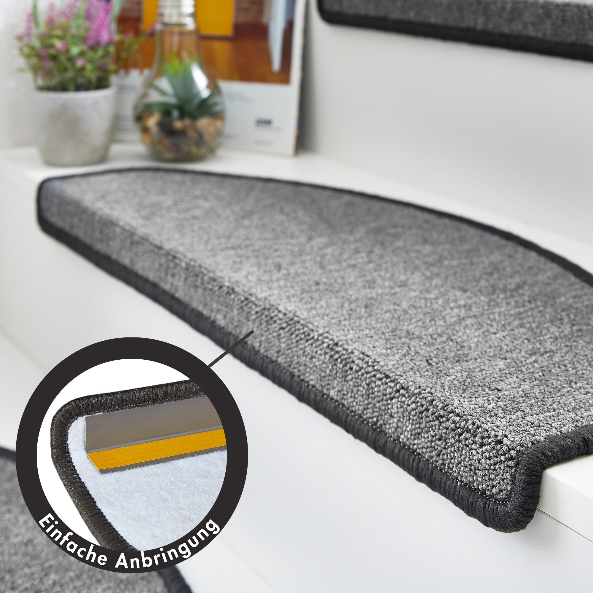 Andiamo Tapis de marche »Rambo, Made in Poland« Semicirculaire 4 mm Höhe melierte Schlinge, selbstklebend, 15 Stück in einem Set