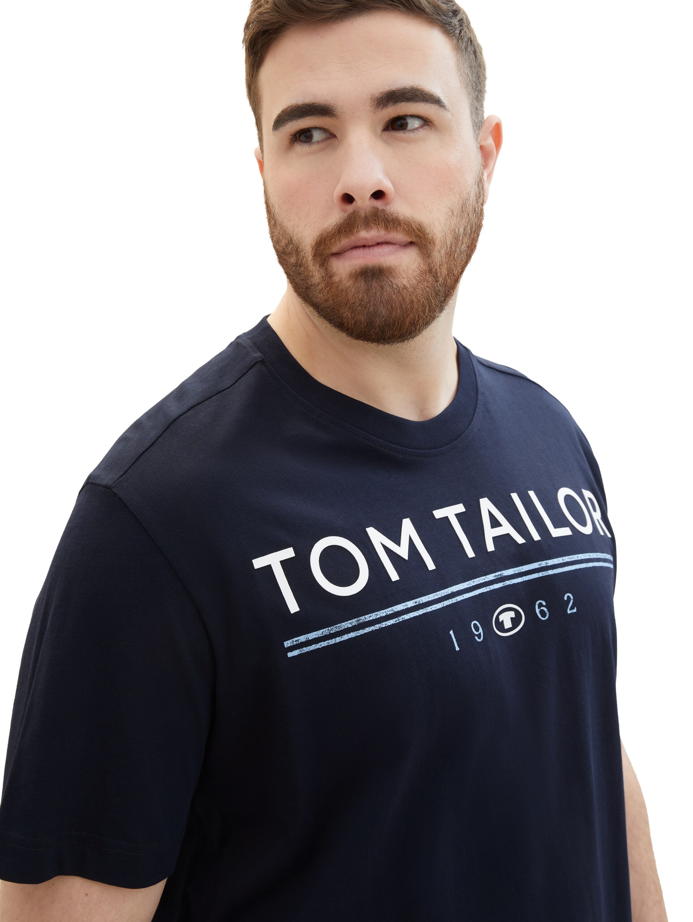 TOM TAILOR PLUS T-Shirt, mit grossem Logo-Print und Rundhalsausschnitt