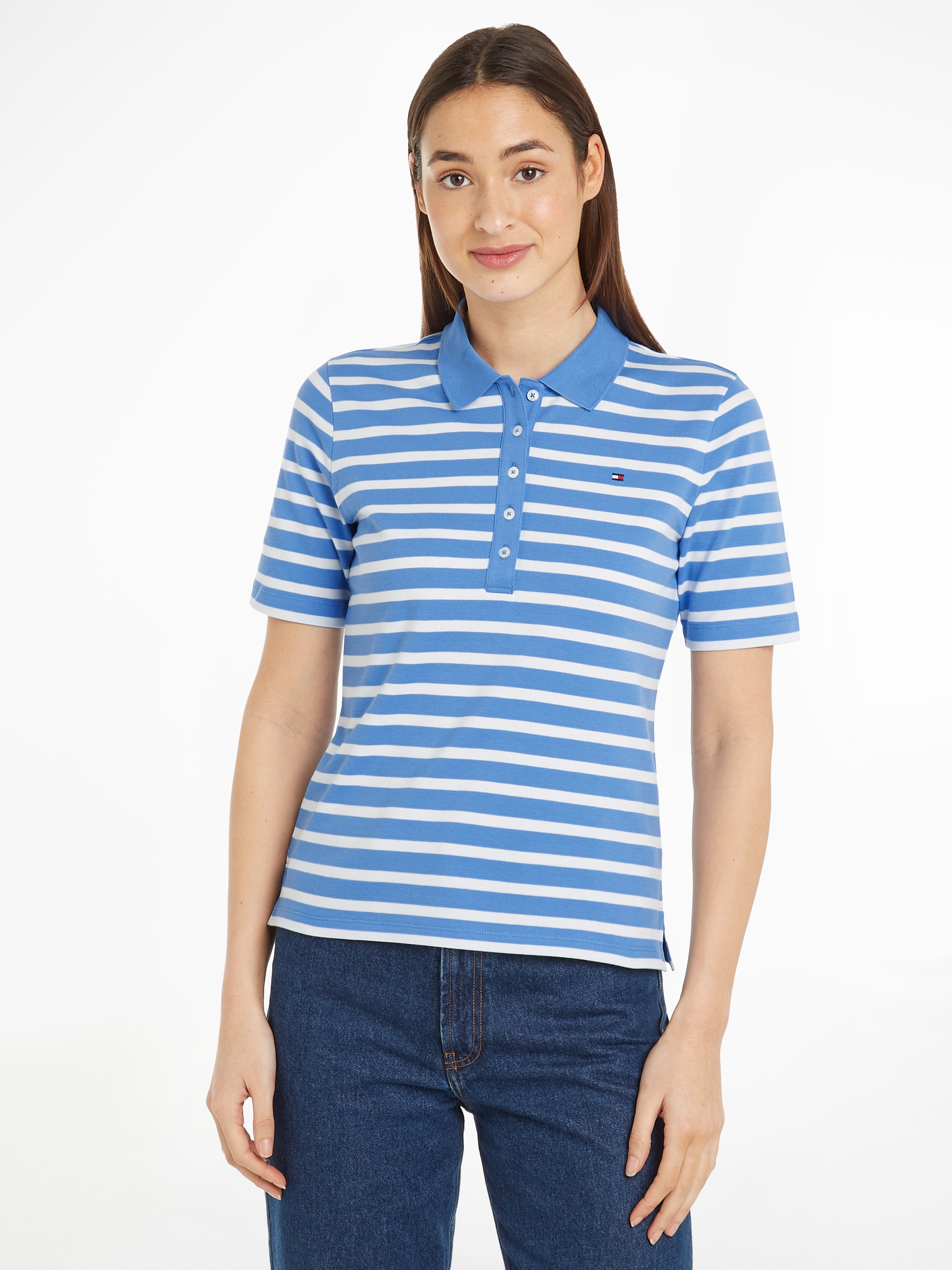 Tommy Hilfiger Poloshirt »1985 REG PIQUE STRIPE POLO SS«, mit dezenter Tommy Hilfiger Logostickerei