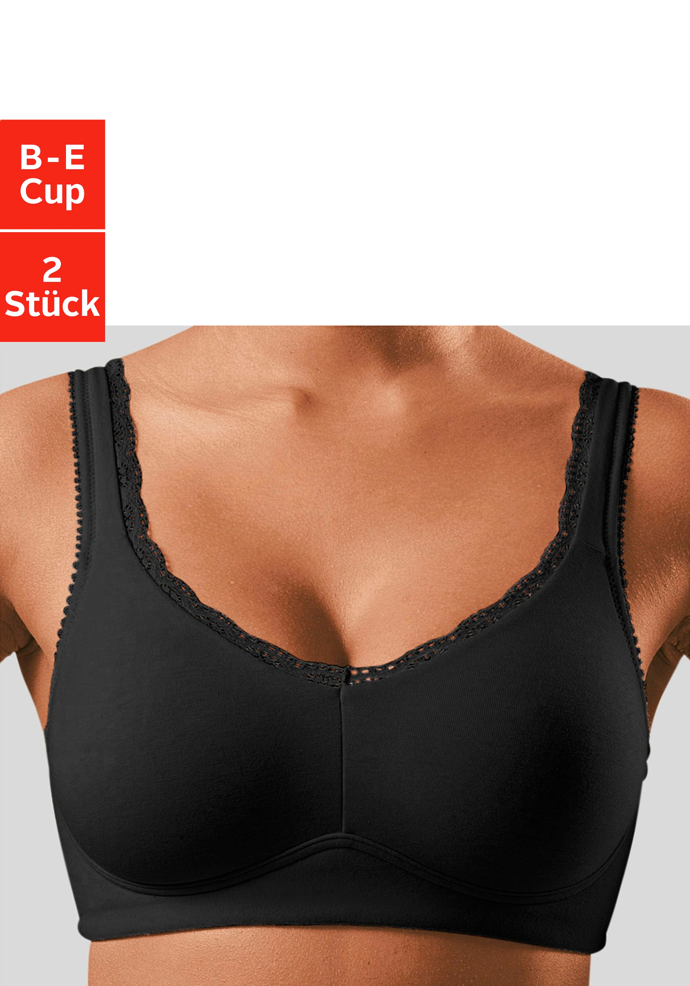 Image of petite fleur Soft-BH Packung, 2 Stück, ohne Bügel, mit Spitzenkante