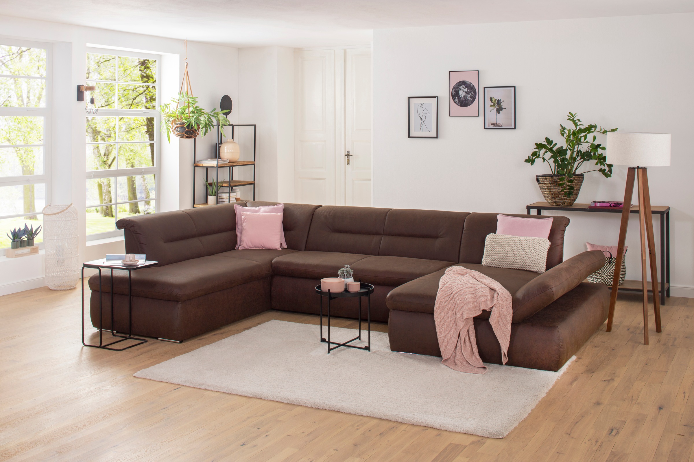 Image of my home Wohnlandschaft »Avesa«, Wahlweise mit Armteilverstellung und Bettfunktion, B/T/H: 355/216/80 cm bei Ackermann Versand Schweiz