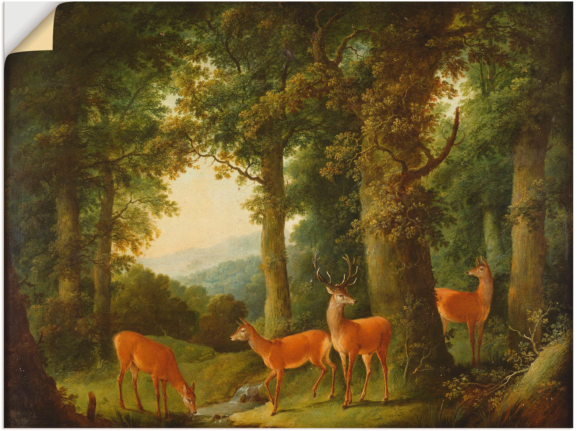 Image of Artland Wandbild »Waldlandschaft mit Rotwild. Um 1760/70«, Wald, (1 St.), in vielen Grössen & Produktarten -Leinwandbild, Poster, Wandaufkleber / Wandtattoo auch für Badezimmer geeignet bei Ackermann Versand Schweiz