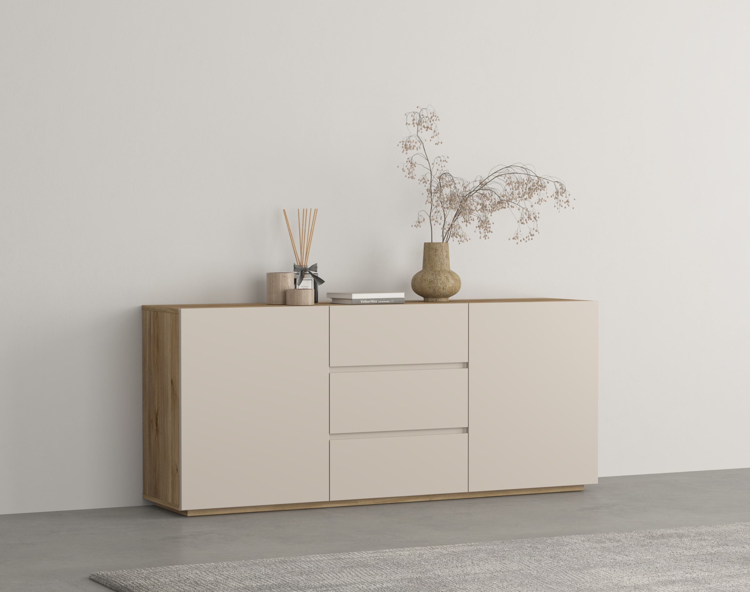 Image of GOODproduct Sideboard "Criss, Breite 150 cm, moderne grifflose Kommode 2Türen/3SK" Schubladenkommode mit viel Stauraum, Einlegeböden verstellbar