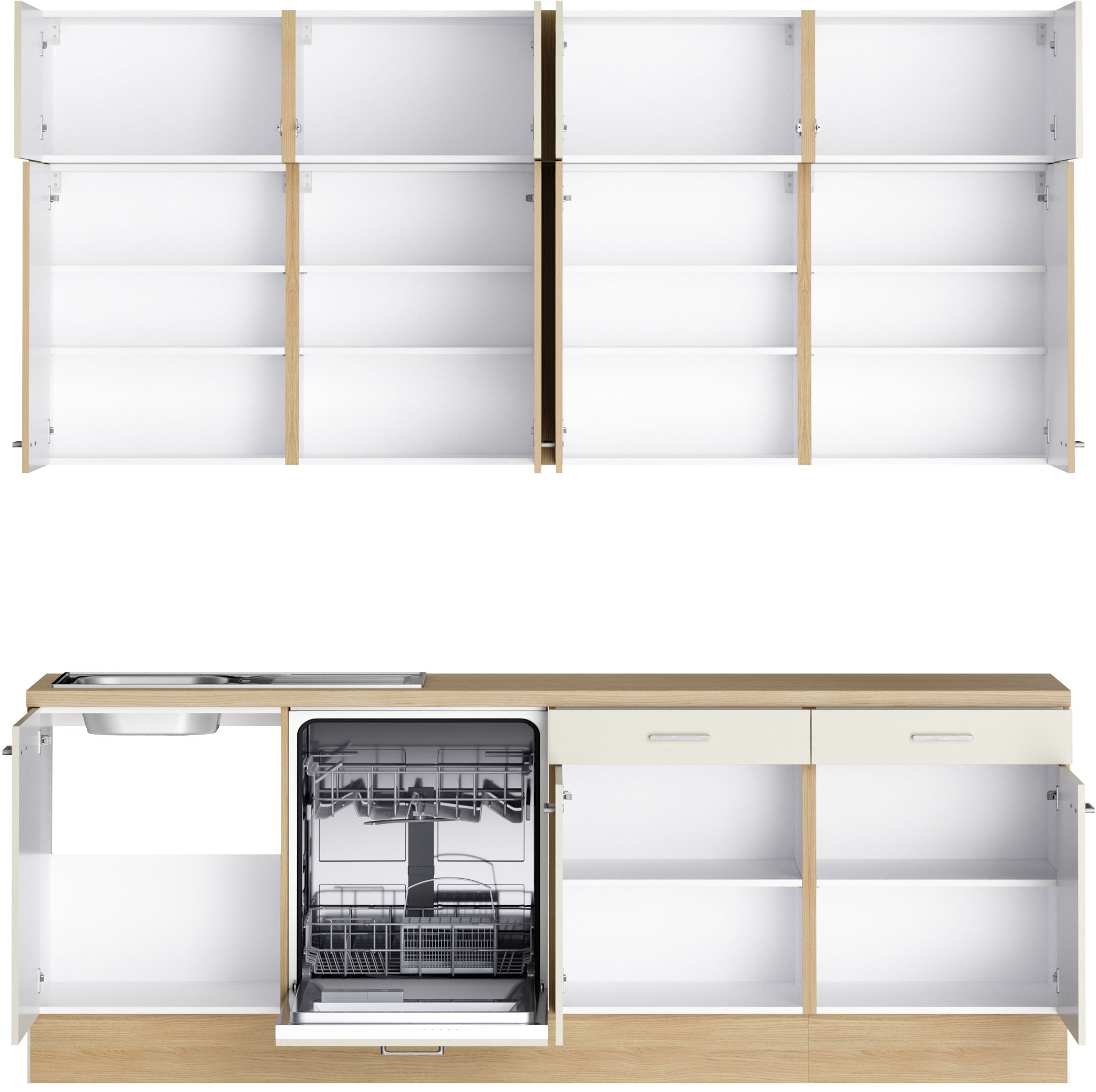 KOCHSTATION Kitchenette »KS-Lucy« Breite 240 cm, Soft-Close, inkl. Zubehör, wahlweise mit Geschirrspüler