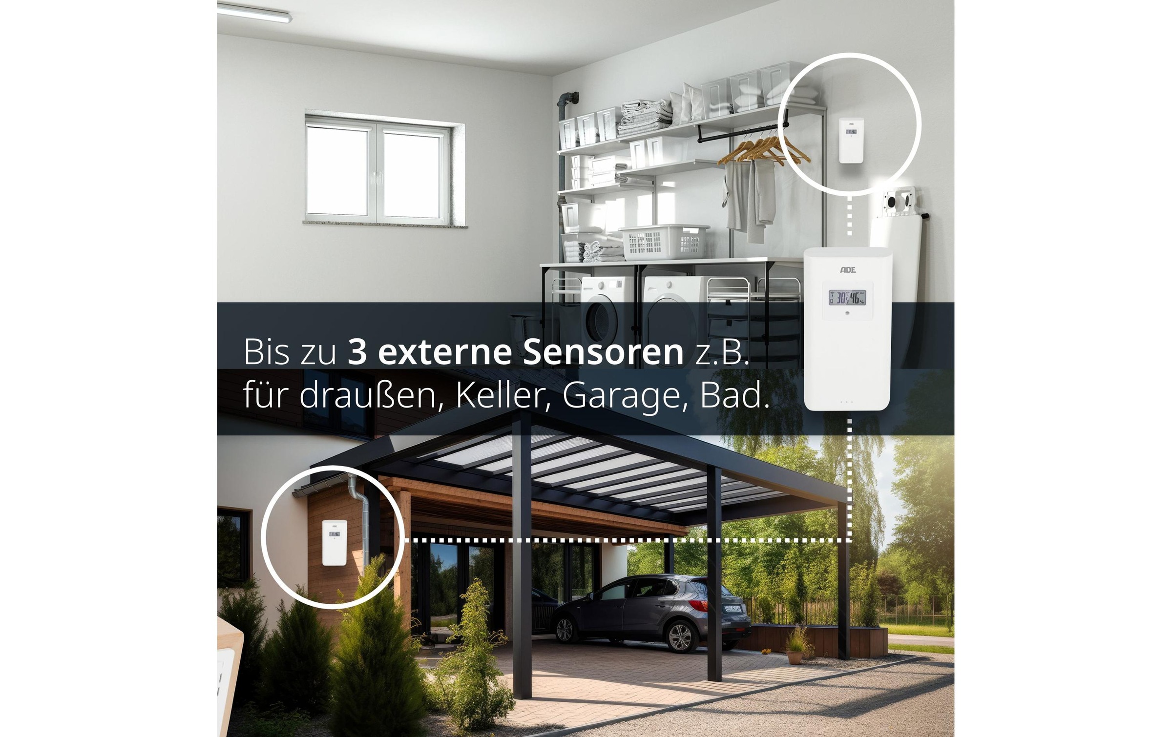 ADE Funkwetterstation »mit Funk-Aussensensor«