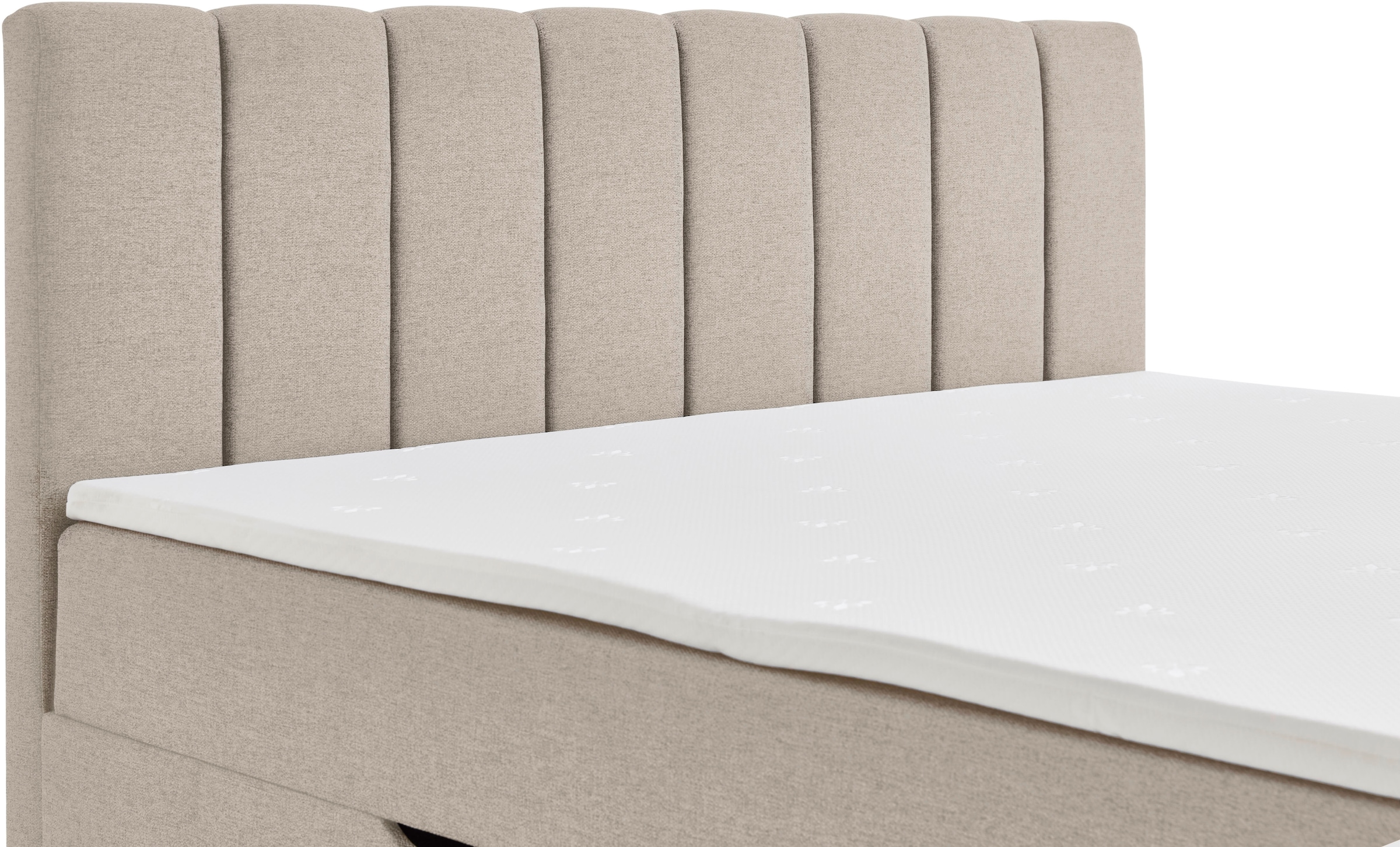 Home affaire Boxbett »FRAPELLE, Polsterbett mit Bettkasten und Taschenfederkernmatratze H3« mit Topper, Strukturstoff-Bezug, Sockel eichefarbig, 180x200cm
