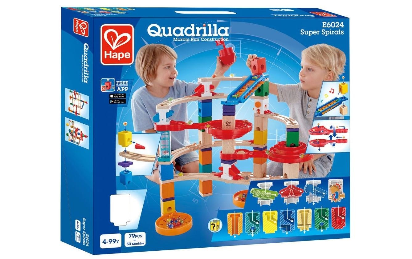 Hape Kugelbahn »Quadrilla Super Spiralburg & Endspurt«, (107 tlg.)