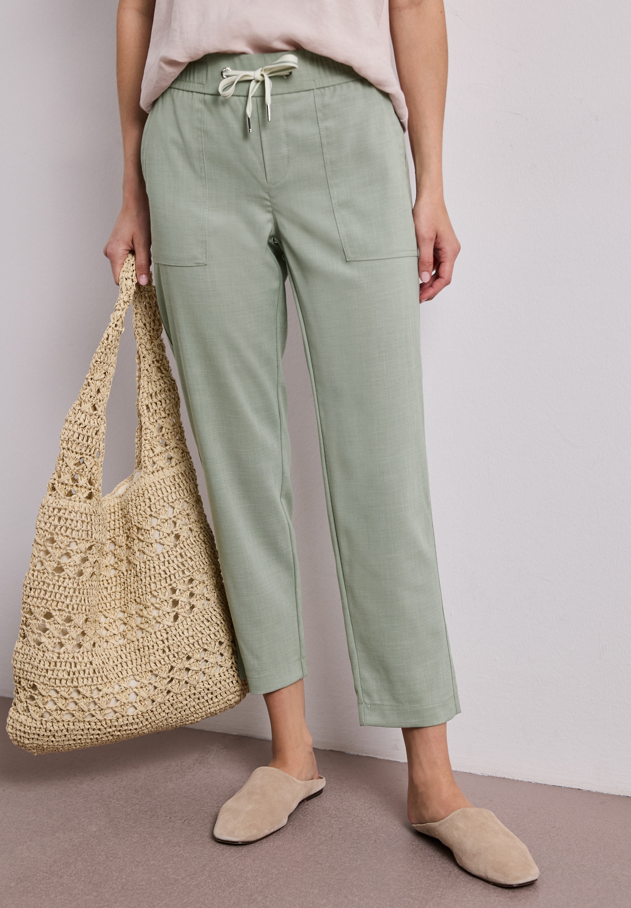 STREET ONE Pantalon 7/8 »Style Bonny«  aspect chiné, ceinture élastique