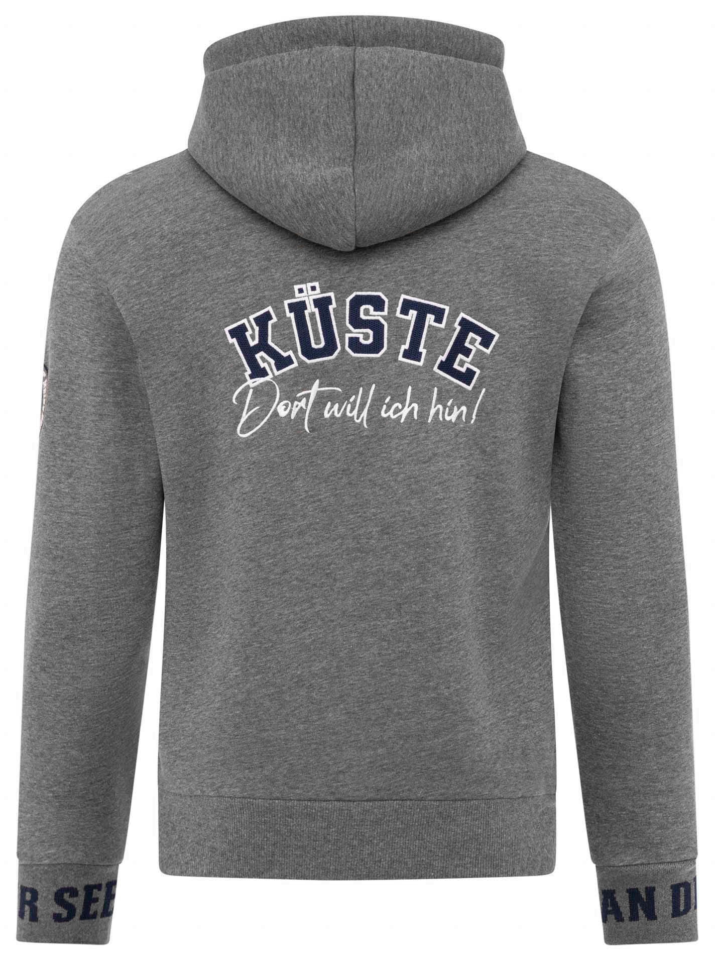 Zwillingsherz Kapuzensweatjacke »"Küste Meer Moin"«, mit Zipper grosser Stickerei