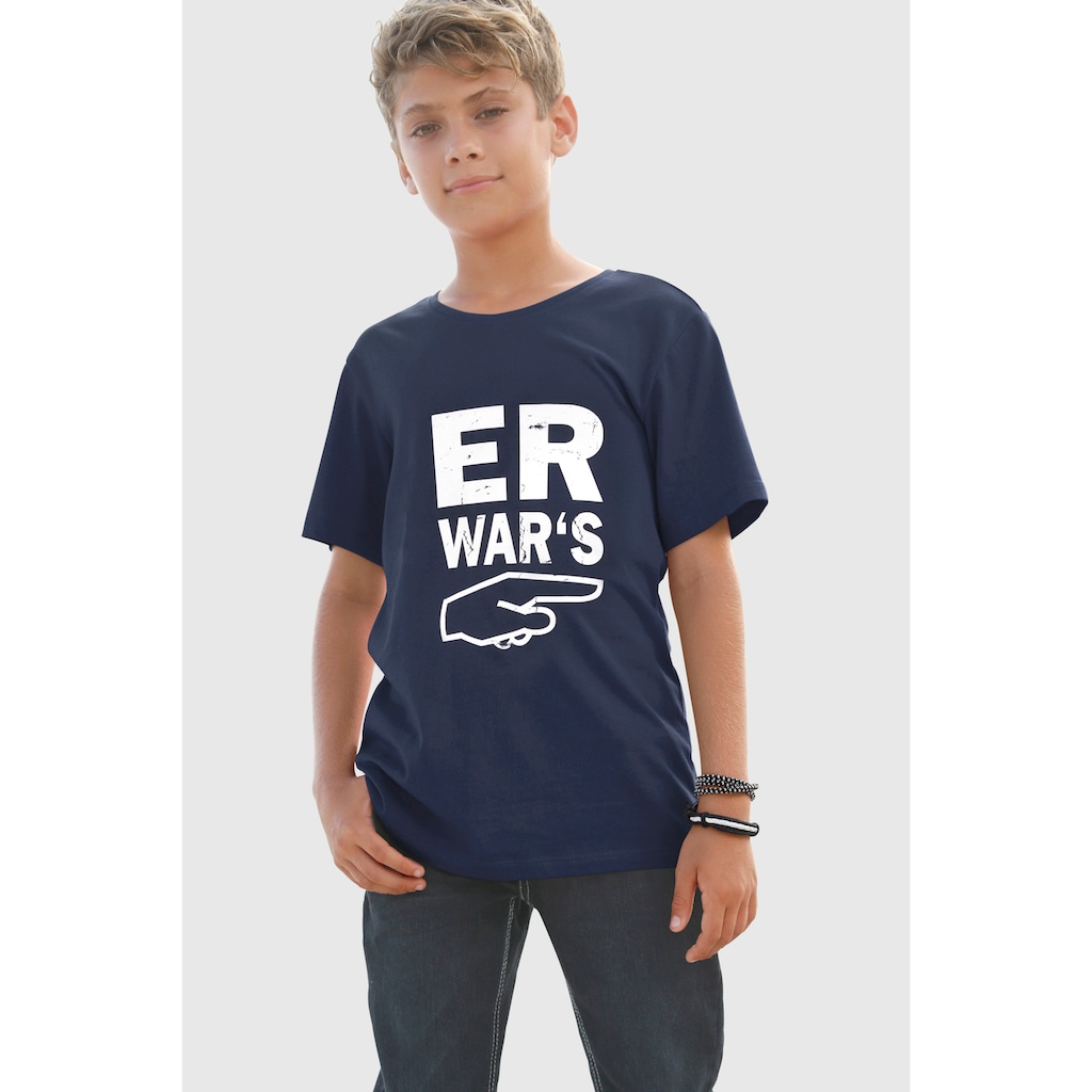 KIDSWORLD T-Shirt »ER WAR`S«, Spruch