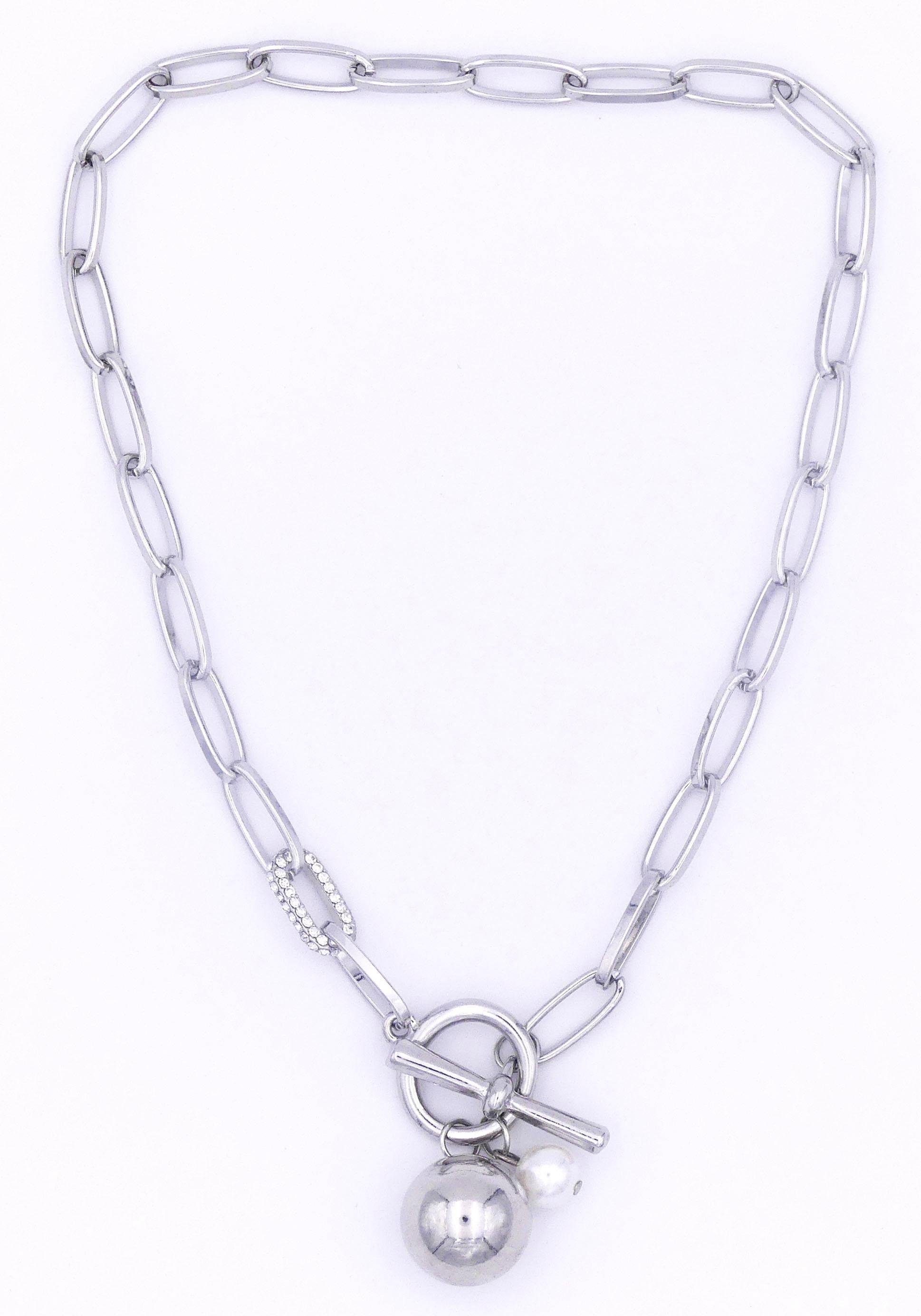 Collier »mit Metallkugel, rhodiniert«
