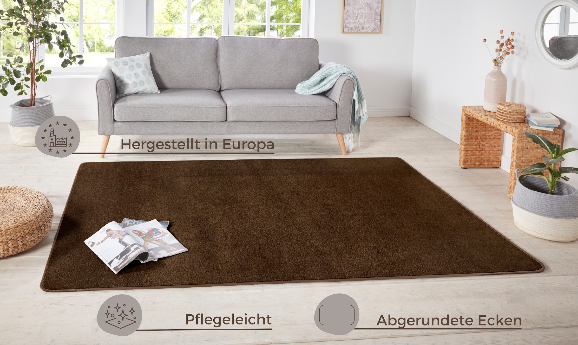 HANSE Home Teppich »Shashi«, rechteckig, Kurzflor, Unifarben, Teppich, Weich, Esszimmer, Kinderzimmer, Flur