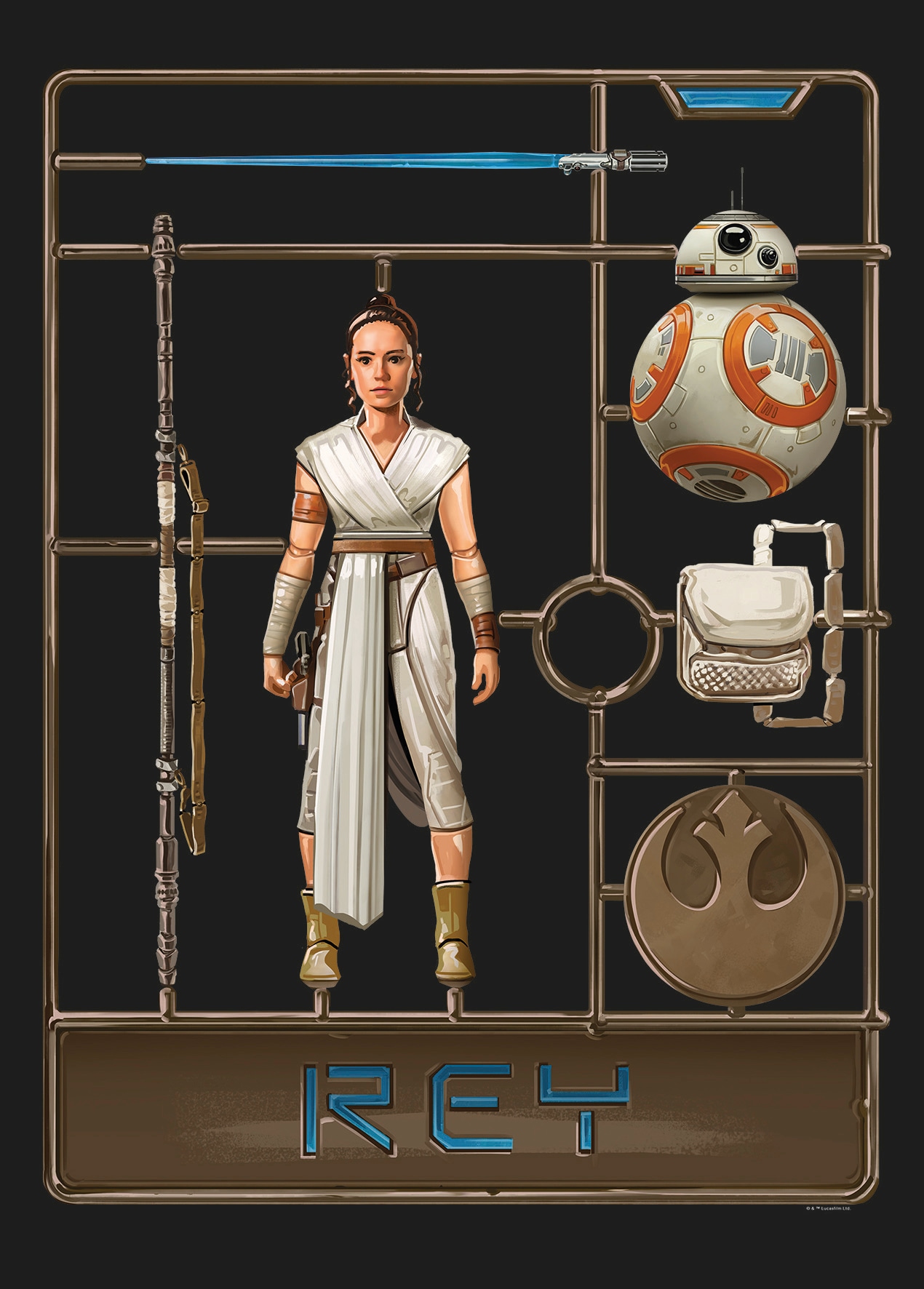 Image of Komar Bild "Star Wars Toy Rey" Star Wars 1 Stk. tlg. Wandbild zur Dekoration im Kinderzimmer - ohne Rahmen