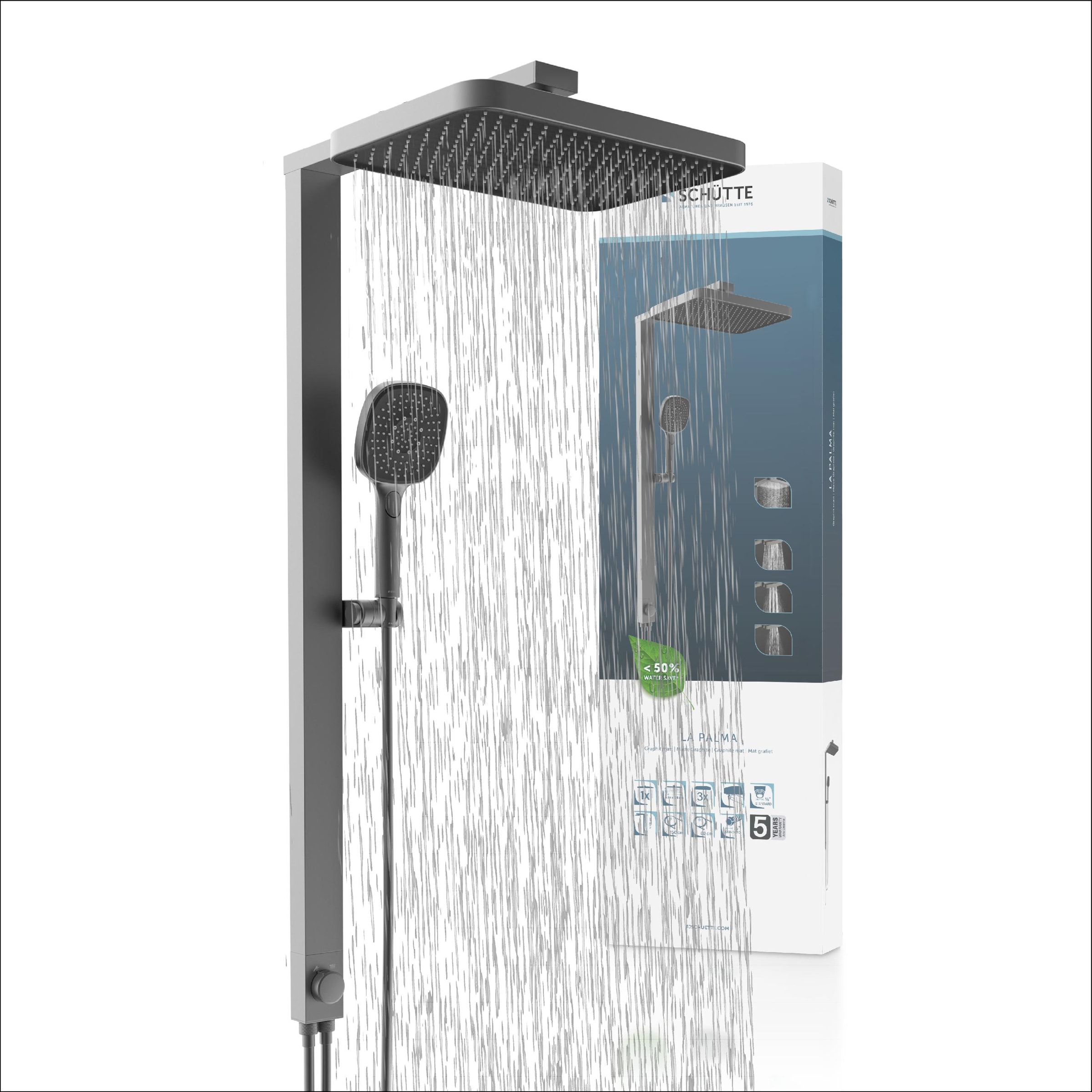 Image of Schütte Duschsystem "LA PALMA" Komplett-Set, Regendusche, mit Antikalk-Beschichtung, wassersparend