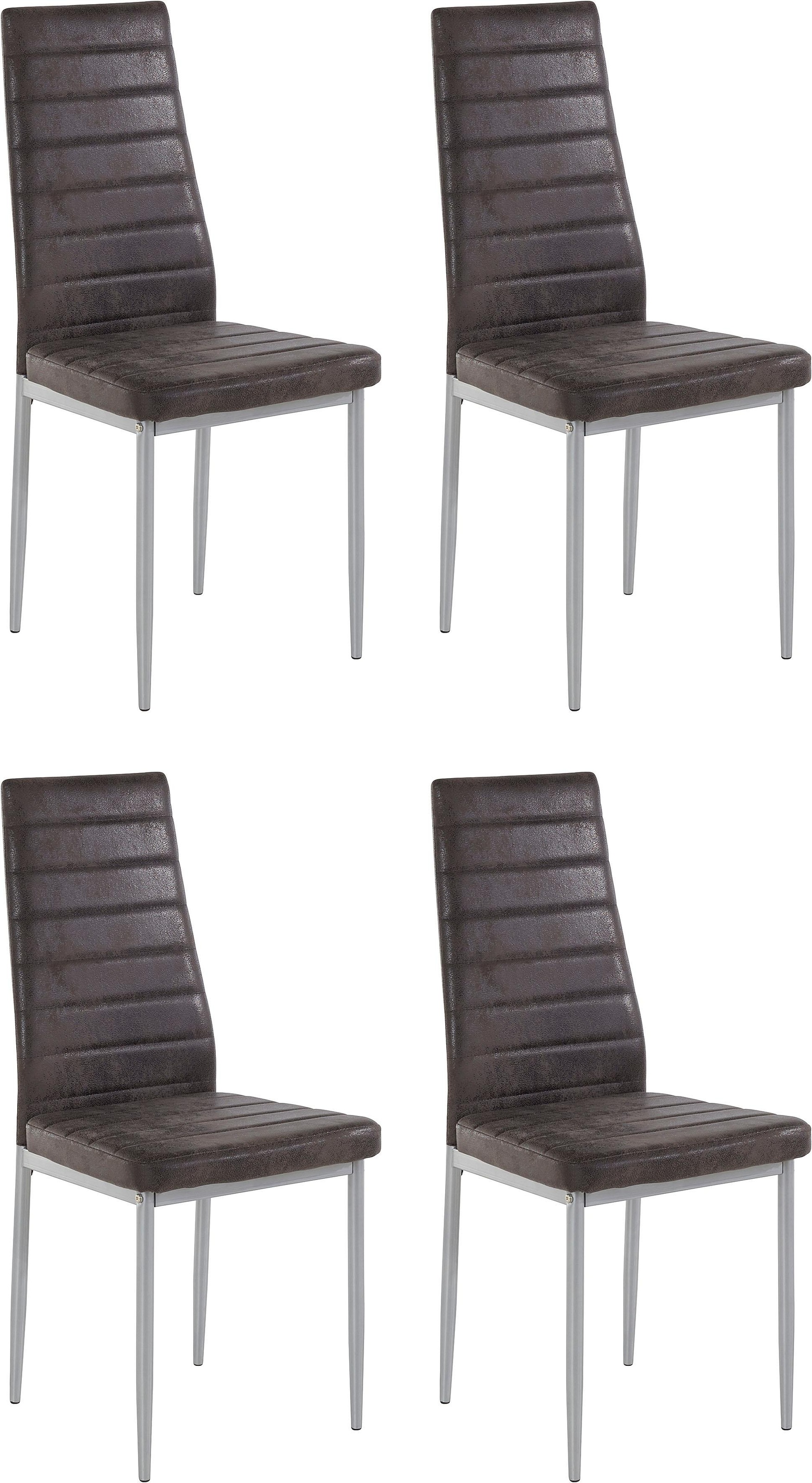 Image of GOODproduct Esszimmerstuhl "Kate" (Set) 4 Stk.Bezug in Microfaser Vintage, silberfarbenes Metallgestell