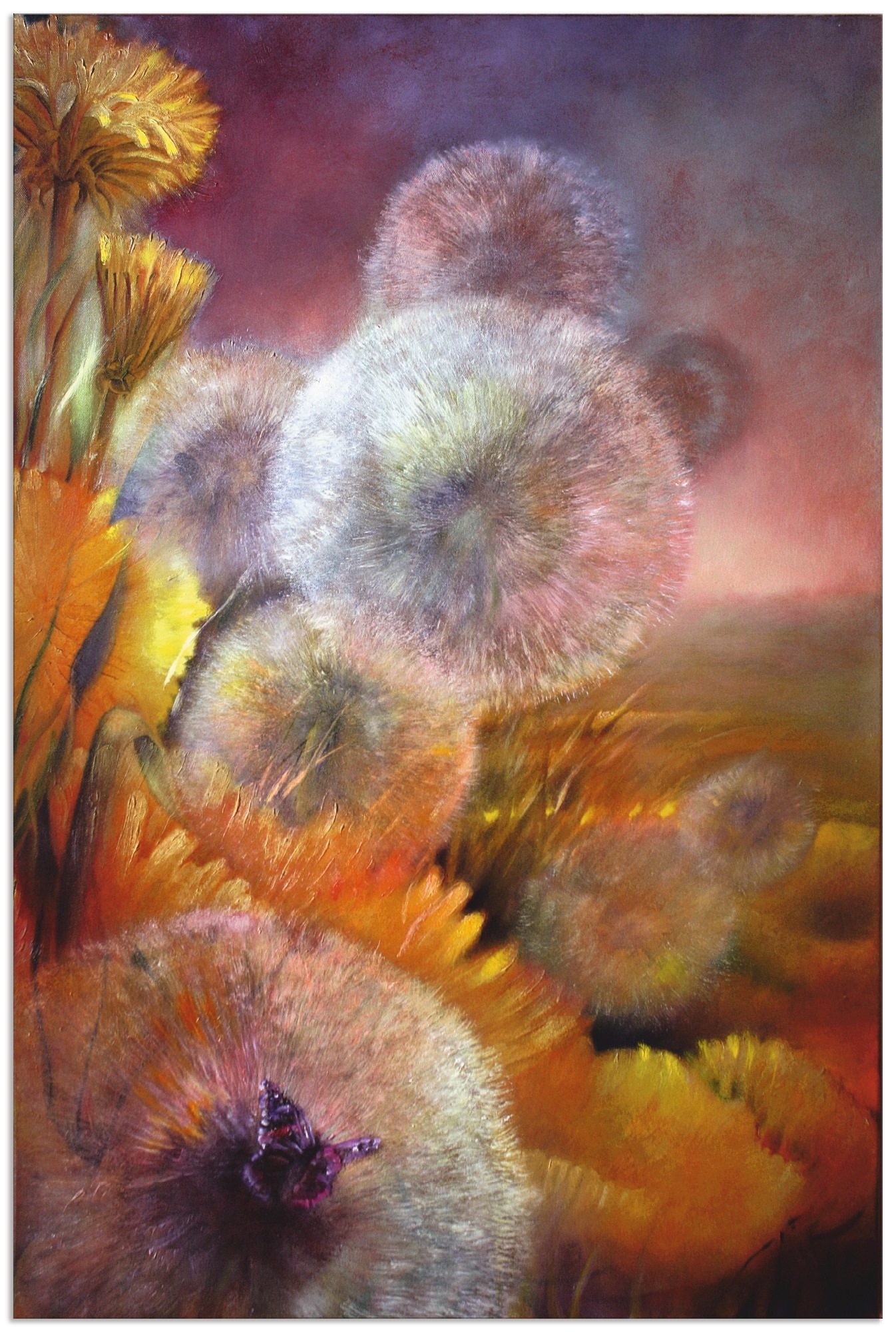 Image of Artland Wandbild »Löwenzahn und Schmetterling«, Blumen, (1 St.), in vielen Grössen & Produktarten - Alubild / Outdoorbild für den Aussenbereich, Leinwandbild, Poster, Wandaufkleber / Wandtattoo auch für Badezimmer geeignet bei Ackermann Versand Schweiz