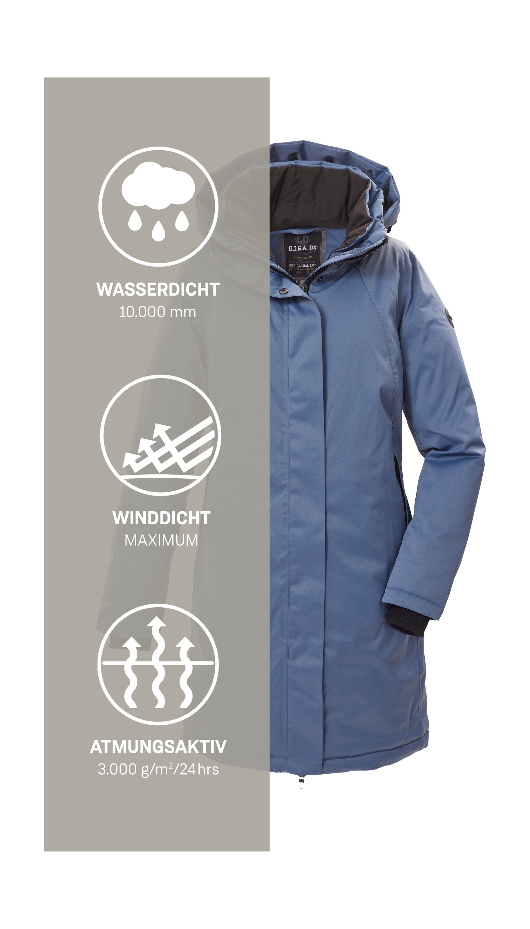 G.I.G.A. DX by killtec Parka »GW 93 WMN PRK« imperméable, respirant, fermeture éclair 2 voies