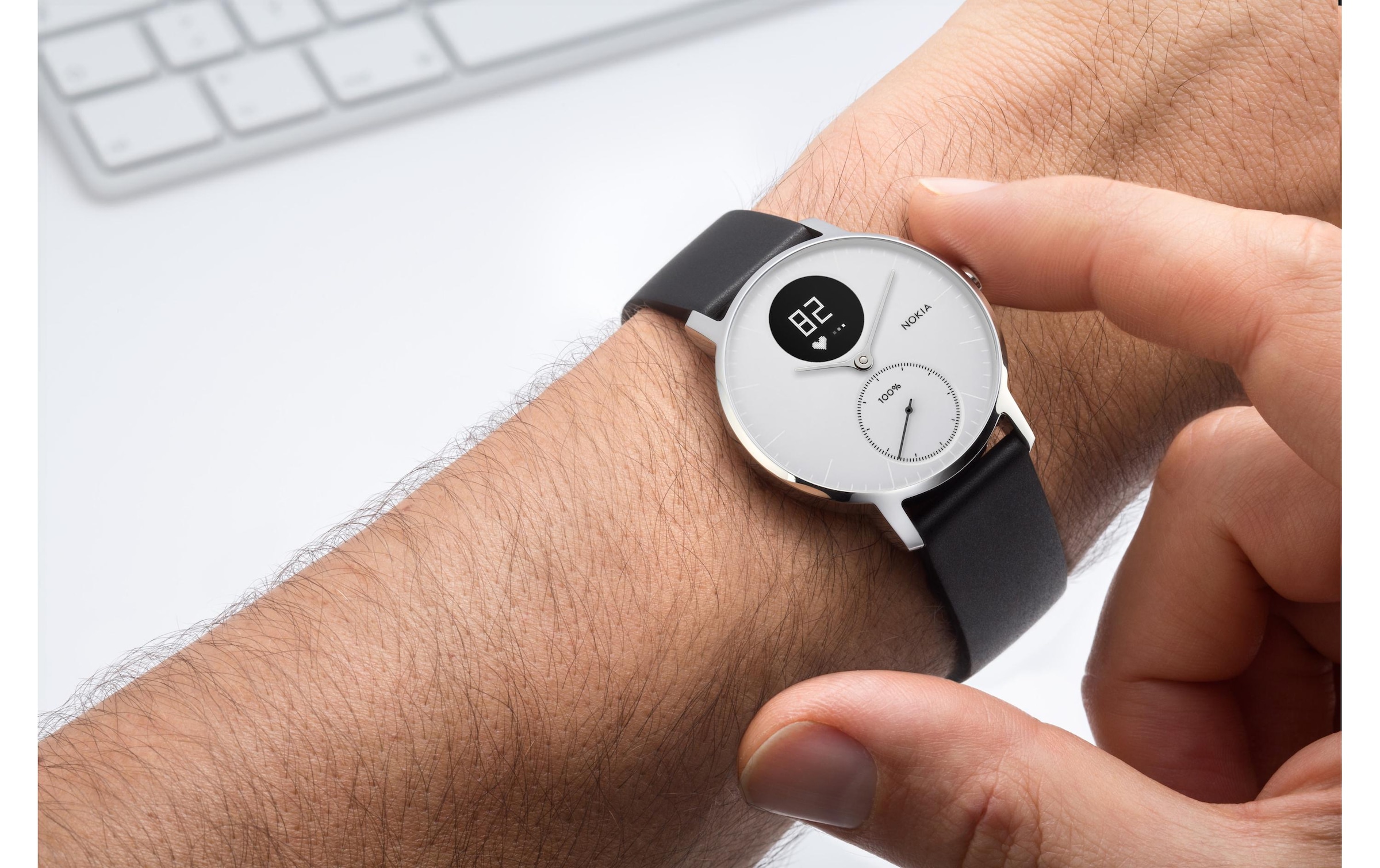 Withings Fitnessuhr »/ NOKIA Aktivitätssensor Steel HR 36 weiss«
