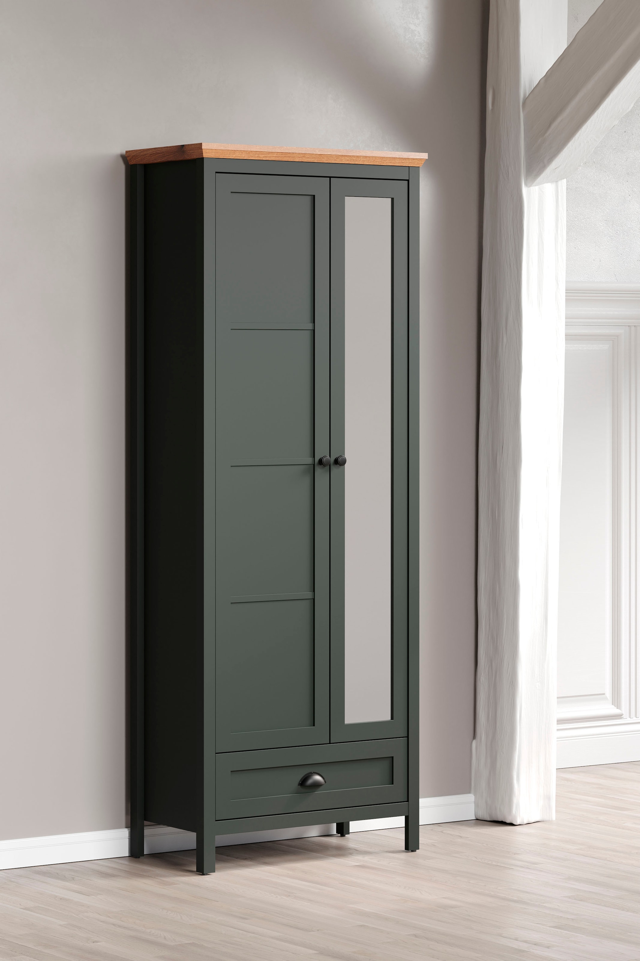 Home affaire Armoire vestiaire »Vienna« 1 cuis tlg. Garderobenschrank, 2 Türen, 1 Schubkasten & Vollauszug 77/39/198 cm