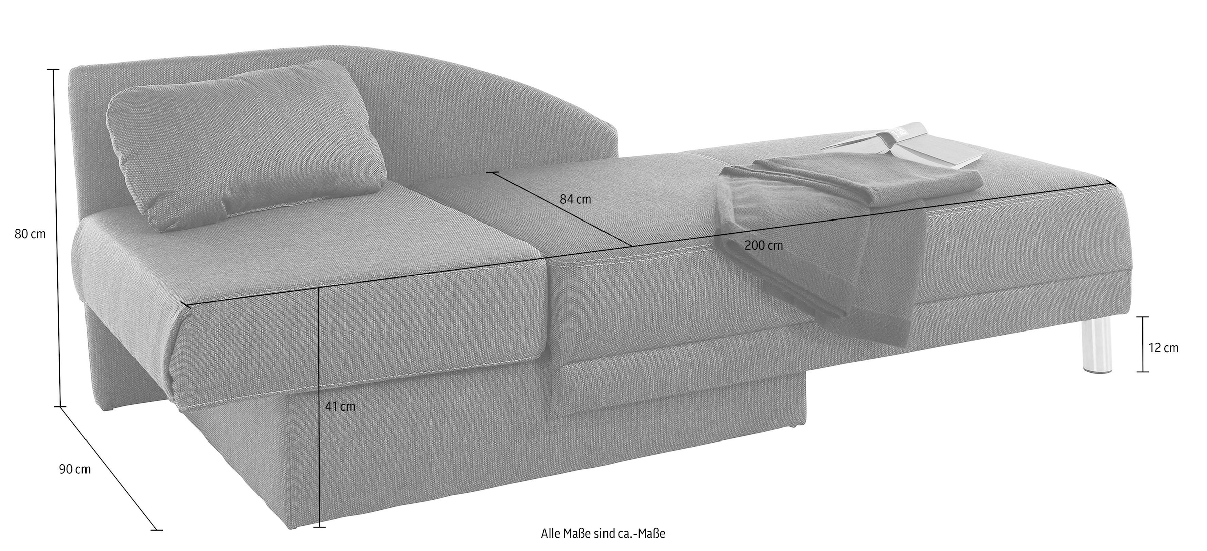 Bettkasten, und links rechts Recamiere, Jockenhöfer inklusive Bettfunktion Federkern, versandkostenfrei auf Gruppe oder Chaiselongue montierbar mit