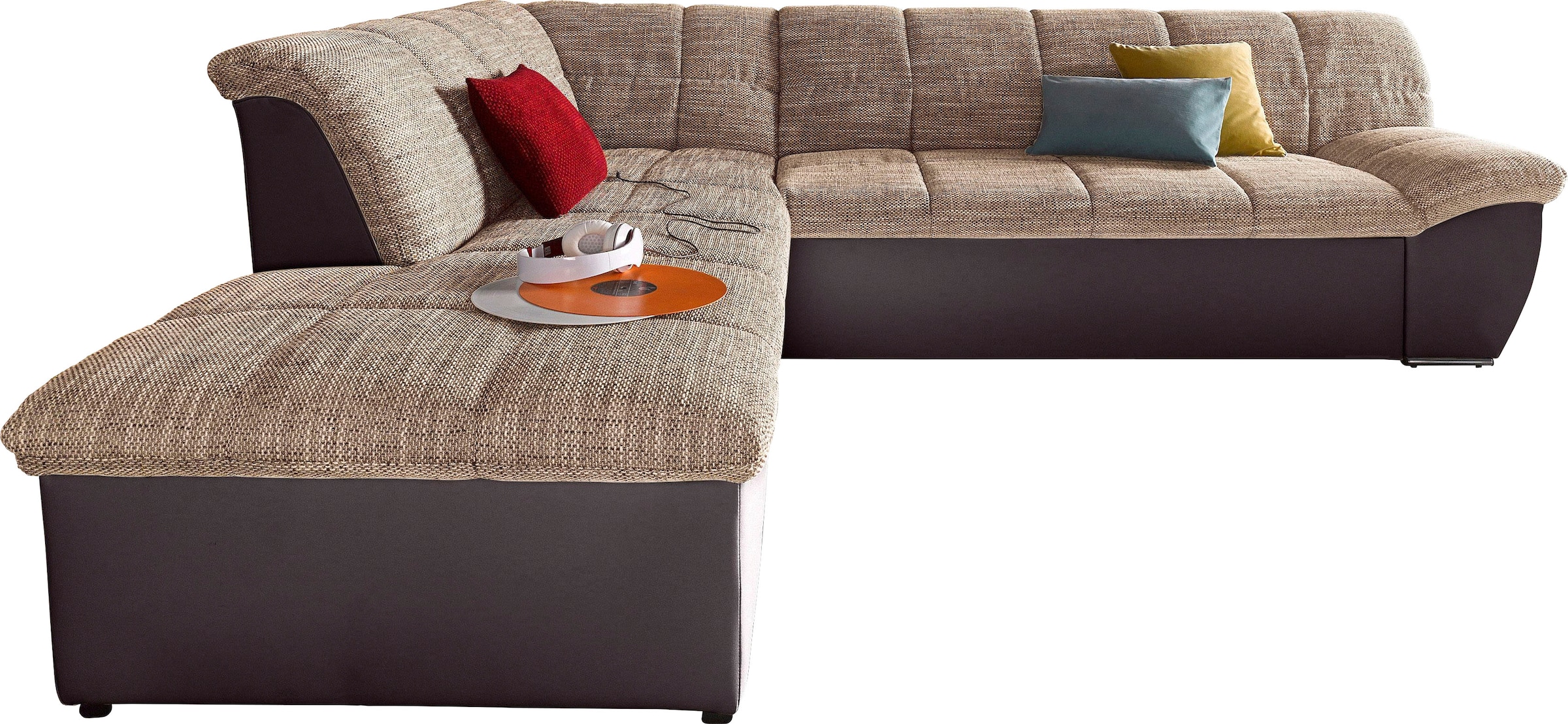 DOMO collection Canapé d'angle »Splash, aktuelle Sitz- und Rückensteppung, Materialmix, L-Form« wahlweise mit Bettfunktion