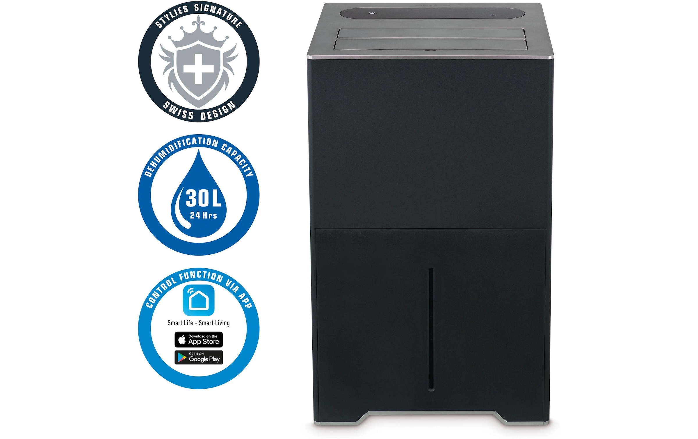   Luftentfeuchter »Stylies by Koenig Jupiter 135 m²« für 135 m³ Räume Entfeuchtung 30 l/Tag Tank 3,8 l