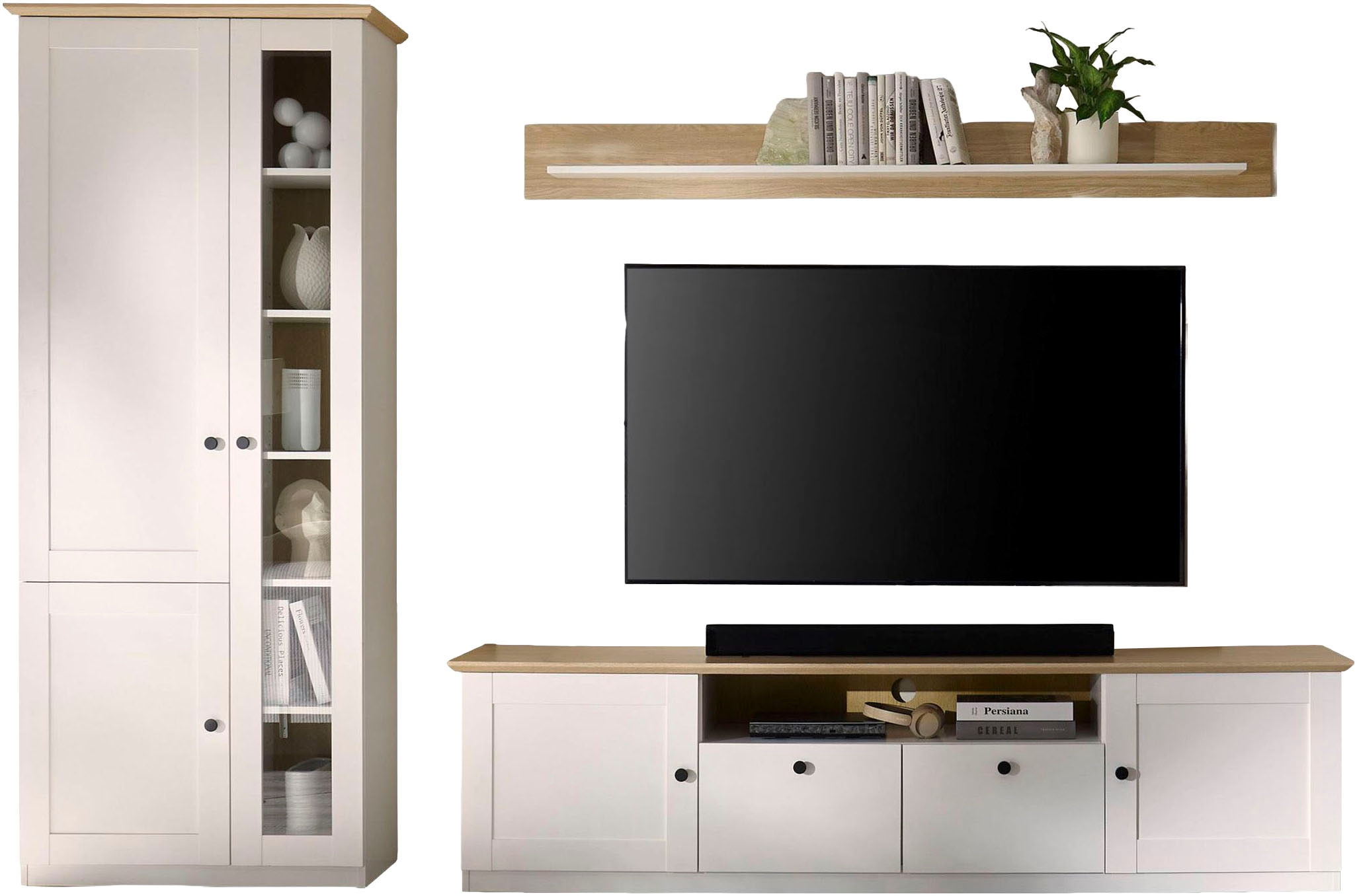 GOODproduct Wohnwand »Brest, Anbauwand im Landhausstil, Komplettset, Wohnzimmer-Set« Set, 3 Stk. tlg.
