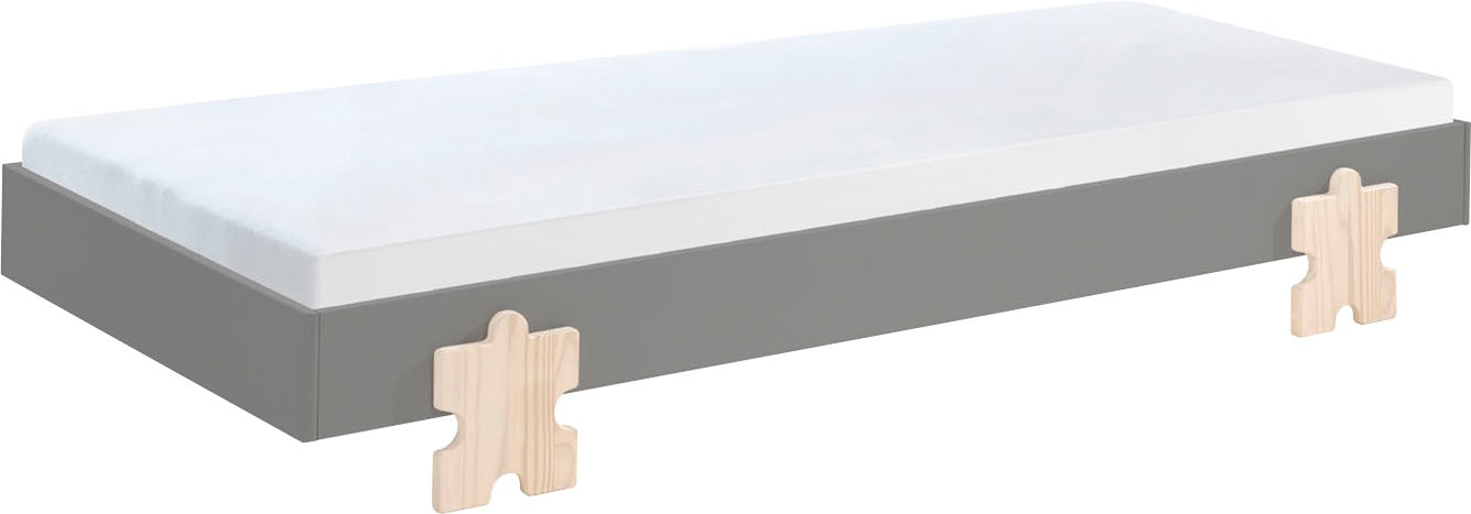 Vipack Kinderbett »Modulo, stapelbares Einzelbett, inkl. Rolllattenrost, 2 Farben« B/H/T ca. 203,6x93,8x48cm, Fuss Puzzle massiv, Bettseiten MDF lackiert,  Liegefläche 90/200 cm, einzeln oder als 2-er Set erhältlich