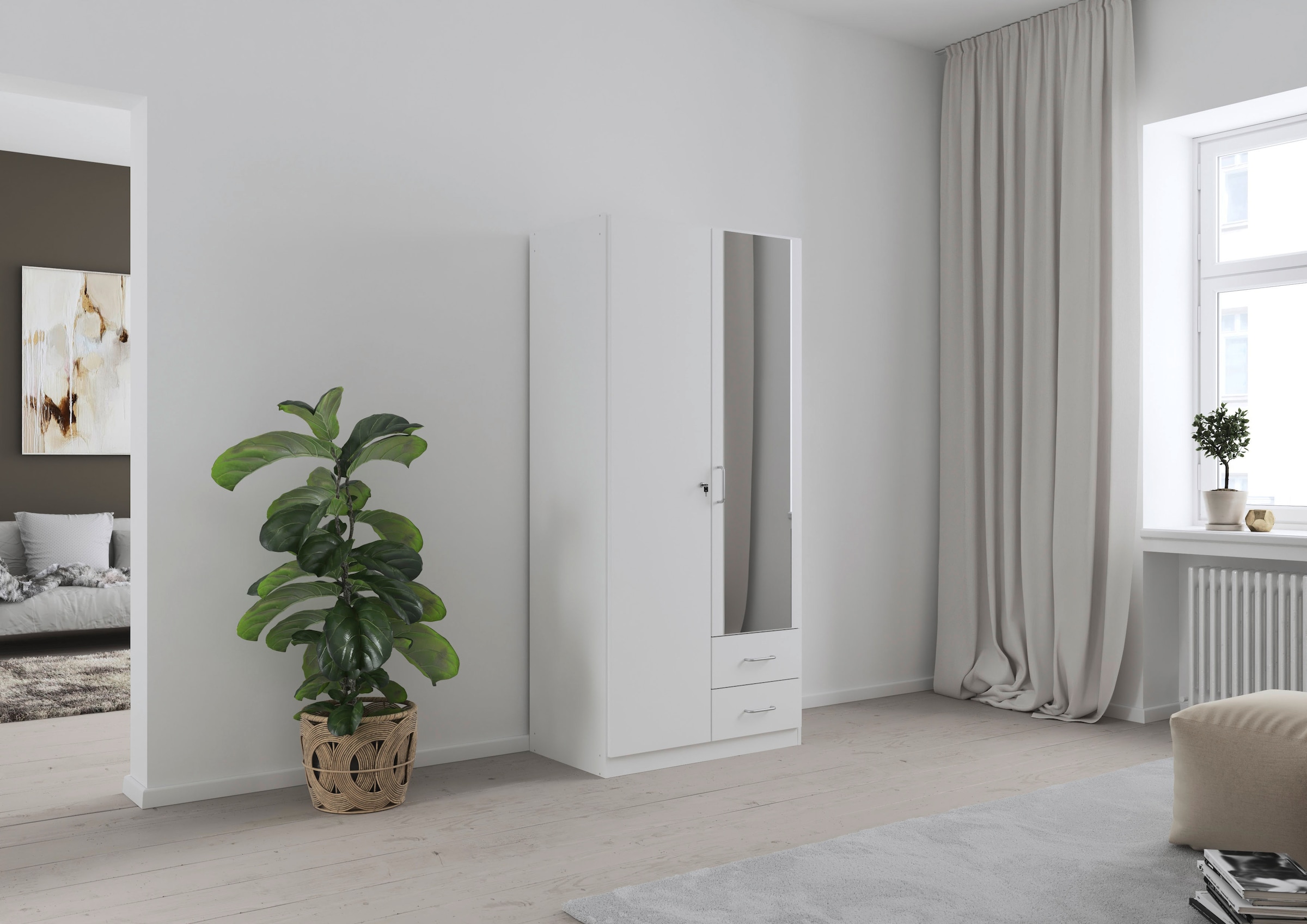 rauch Kleiderschrank »Schrank Garderobe Garderobenschrank Putzschrank Wäscheschrank BERGHEIM« Breiten 91/136/181 cm, Höhe 197 cm,  2 Aussenschubladen, Tür/en abschliessbar je 2 Schlüssel MADE IN GERMANY