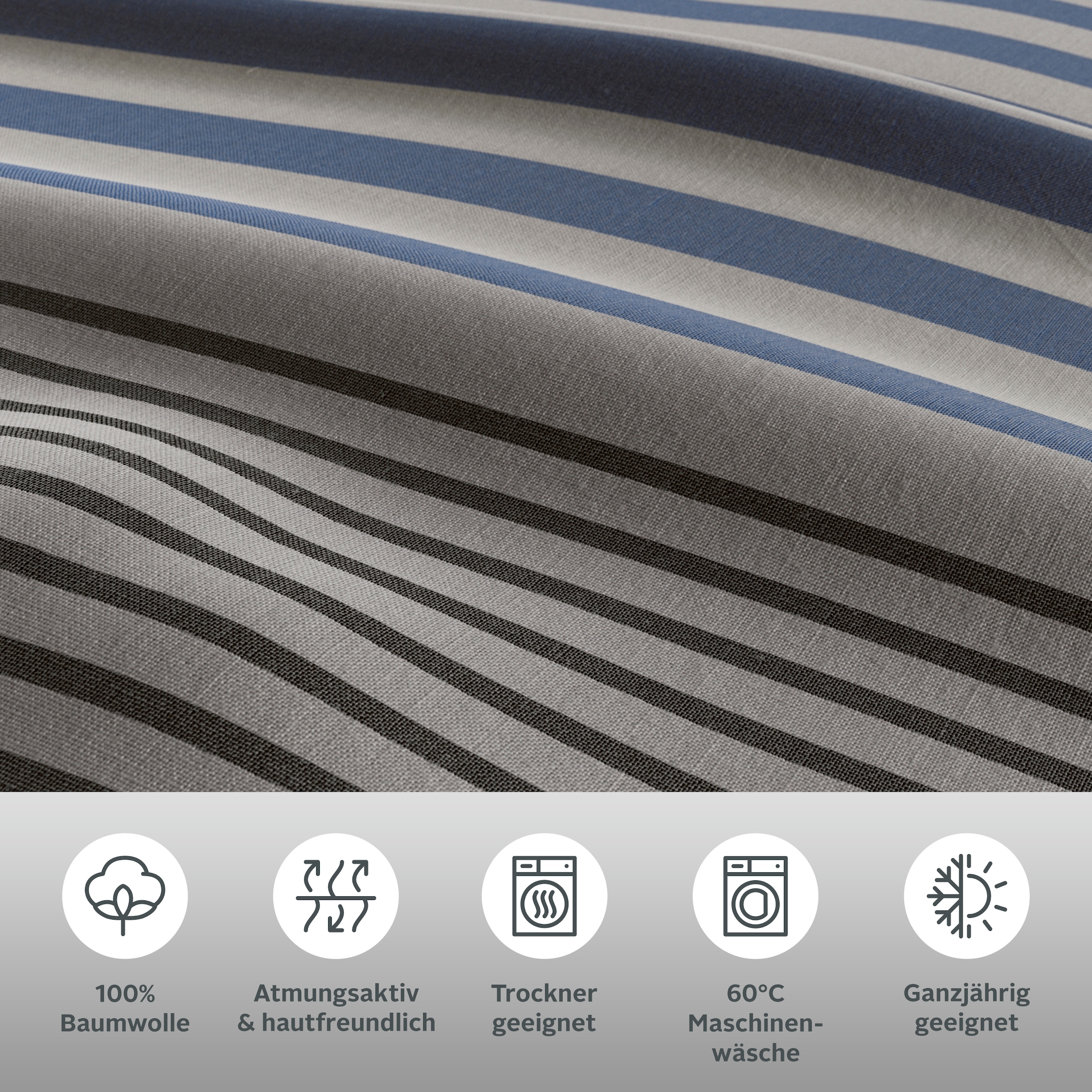 H.I.S Bettwäsche »Majoran« 2 tlg. gestreifte Bettwäsche in verschiedenen Qualitäten